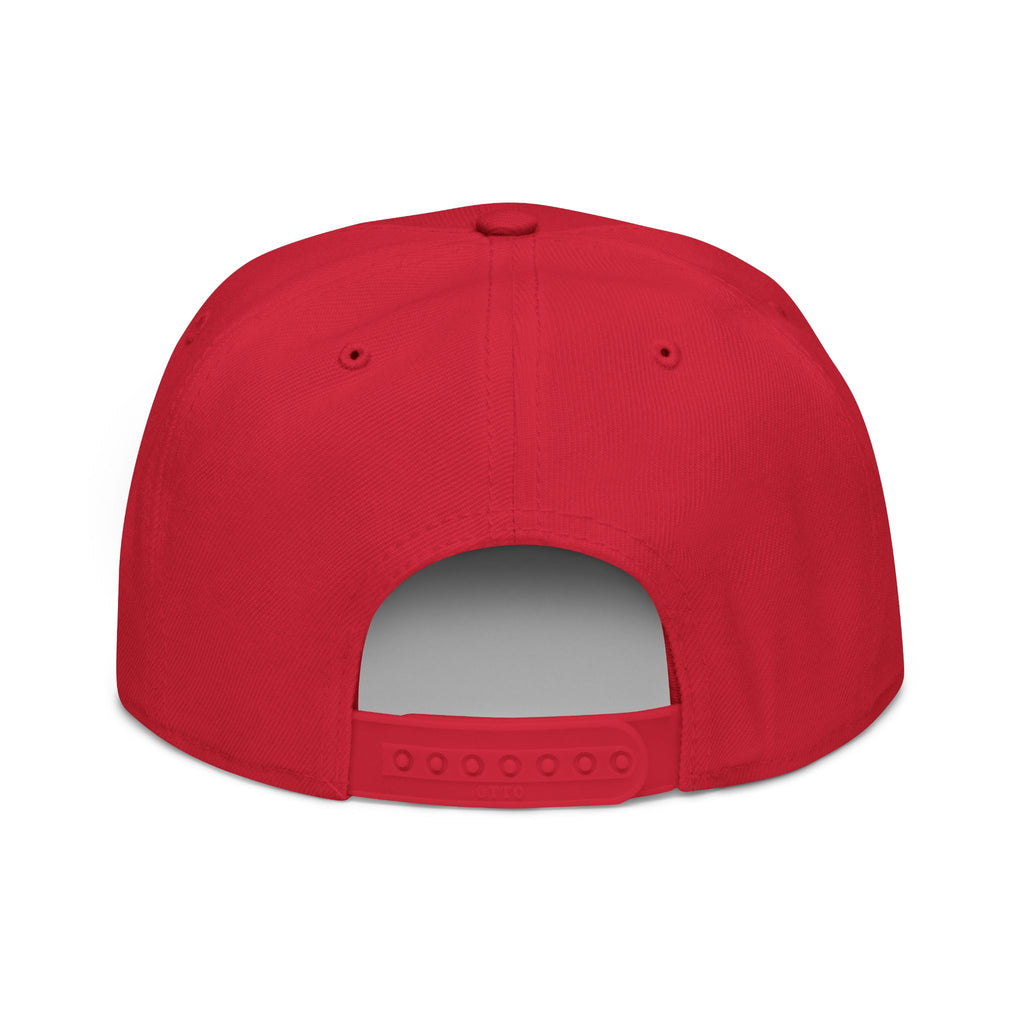 Embroidered Spiral Logo Snapback Hat — Black & Charcoal Flat-Brim Cap