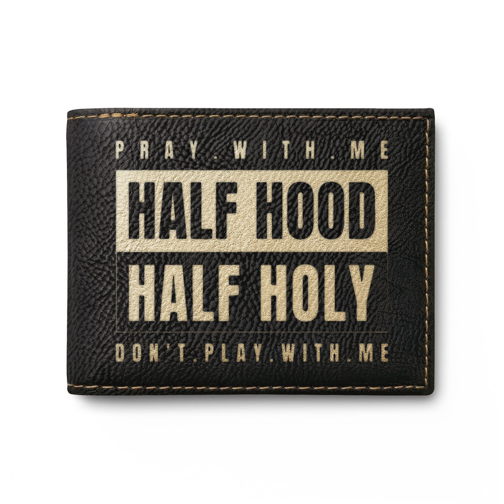 Half Hood Half Holy Bi-Fold Wallet - 'Pray With Me' Leather Card Wallet
