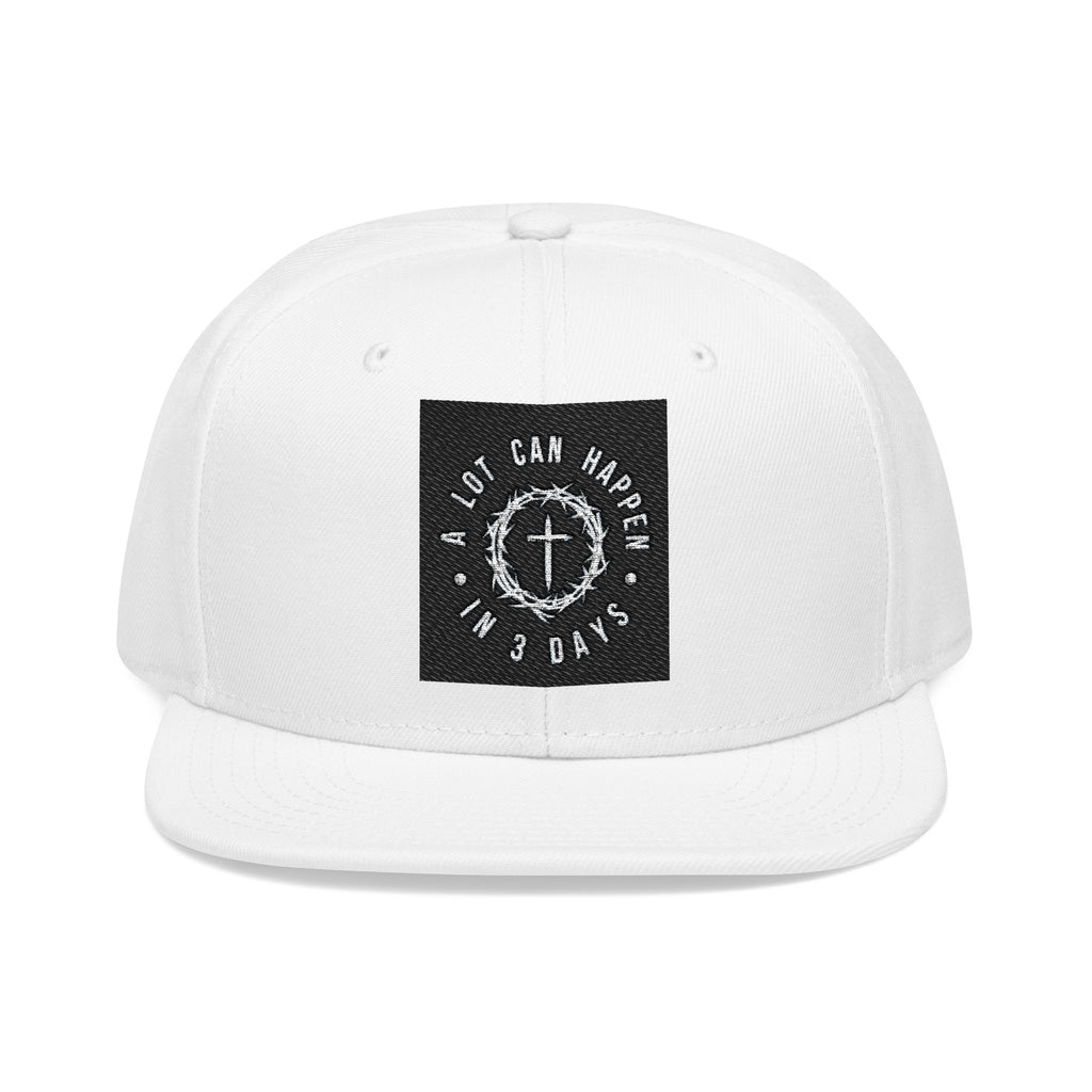 Embroidered Spiral Logo Snapback Hat — Black & Charcoal Flat-Brim Cap