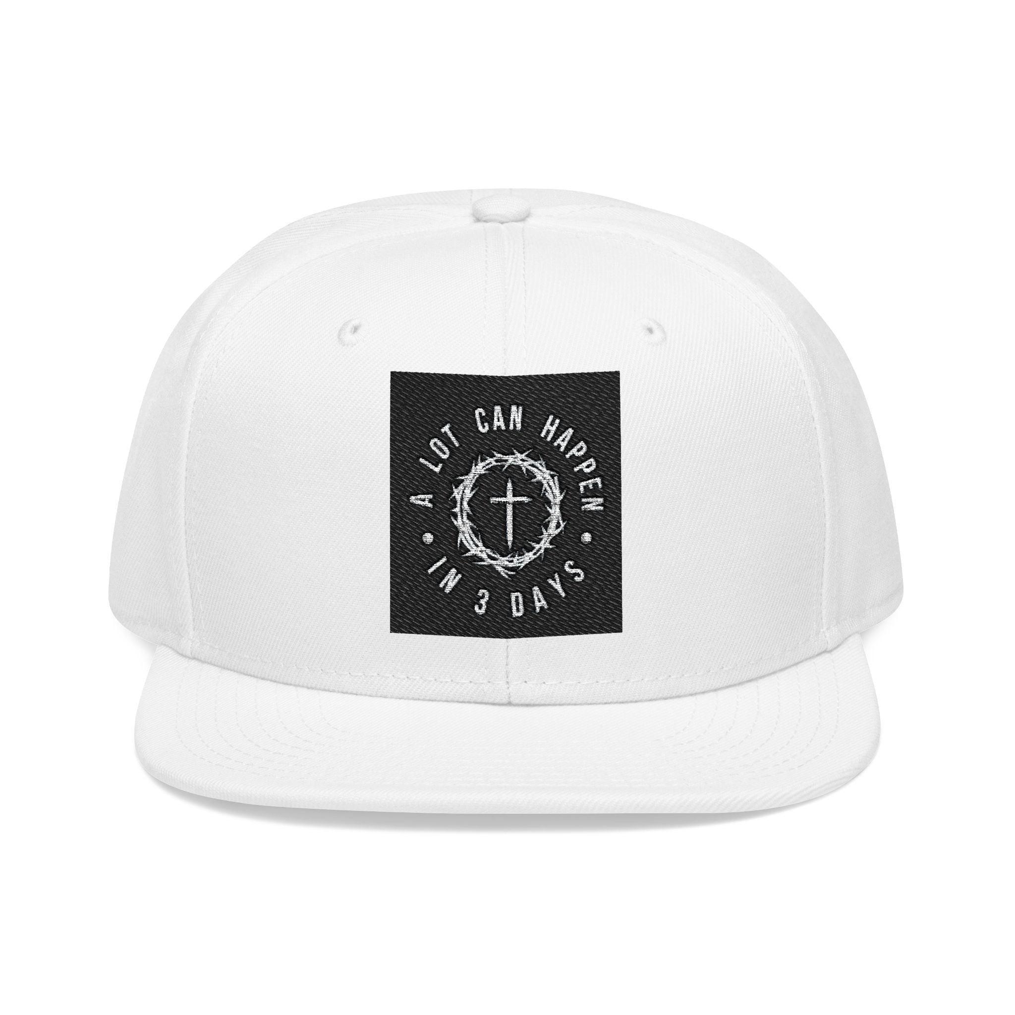 Embroidered Spiral Logo Snapback Hat — Black & Charcoal Flat-Brim Cap