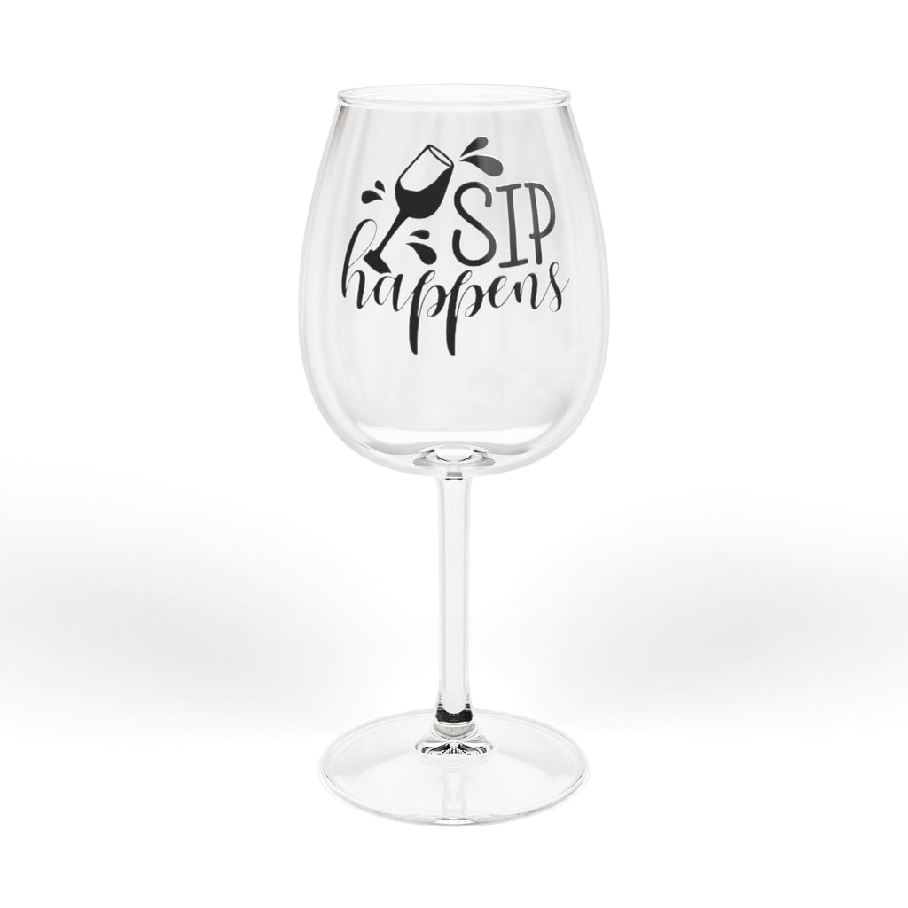 Sip Happens 12oz Wine Glass – Funny Stemmed Glassware Gift