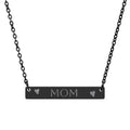 Engraved MOM Bar Necklace — Horizontal Heart Pendant, Personalized Gift for Mother’s Day