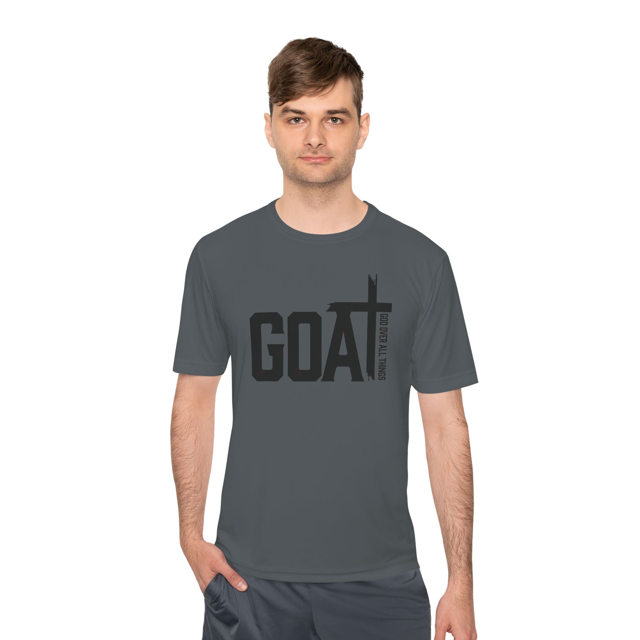 GOAT Cross Athletic Tee — "Greatest of All Time" Faith-Inspired Sports Shirt