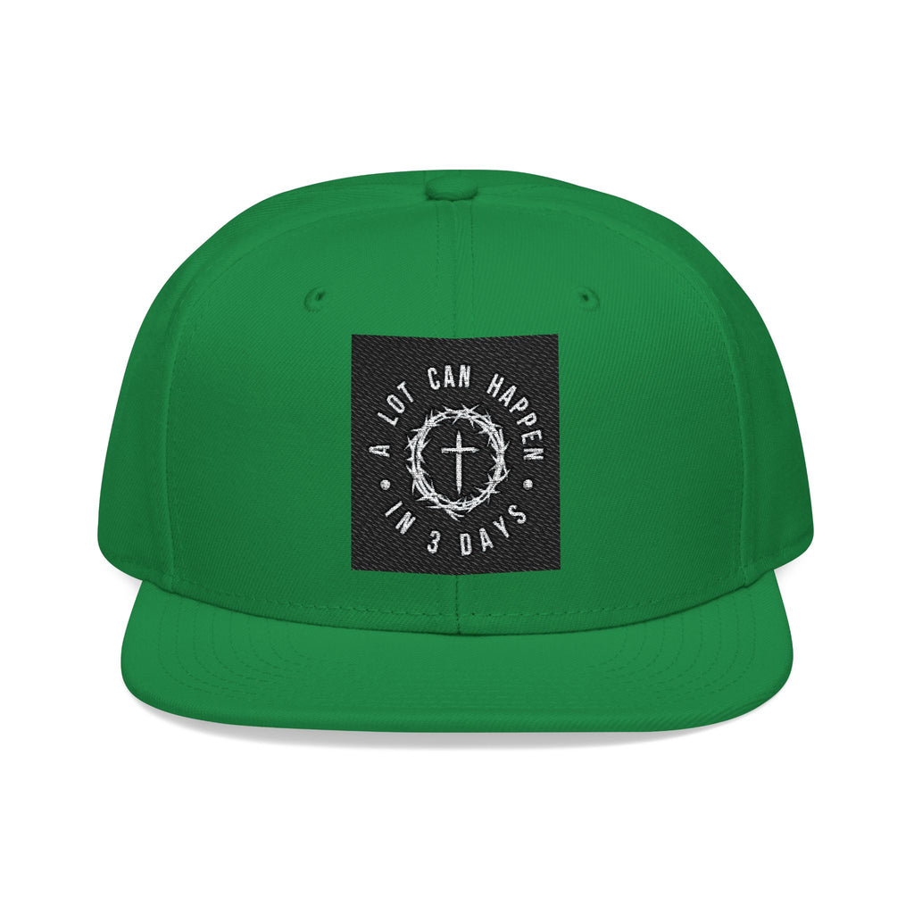 Embroidered Spiral Logo Snapback Hat — Black & Charcoal Flat-Brim Cap