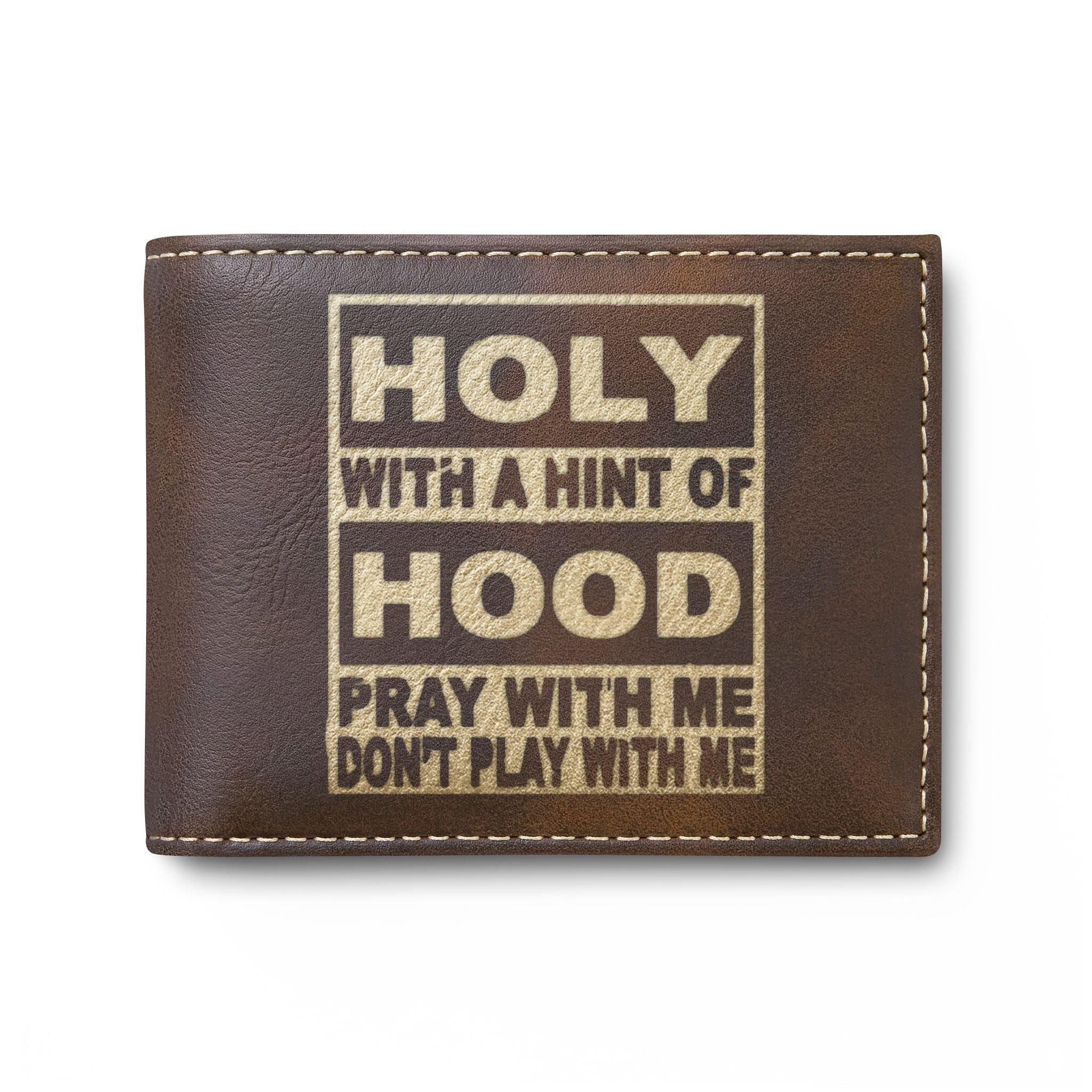 Bi-Fold Wallet – "Holy with a Hint of Hood" Leather Card Wallet