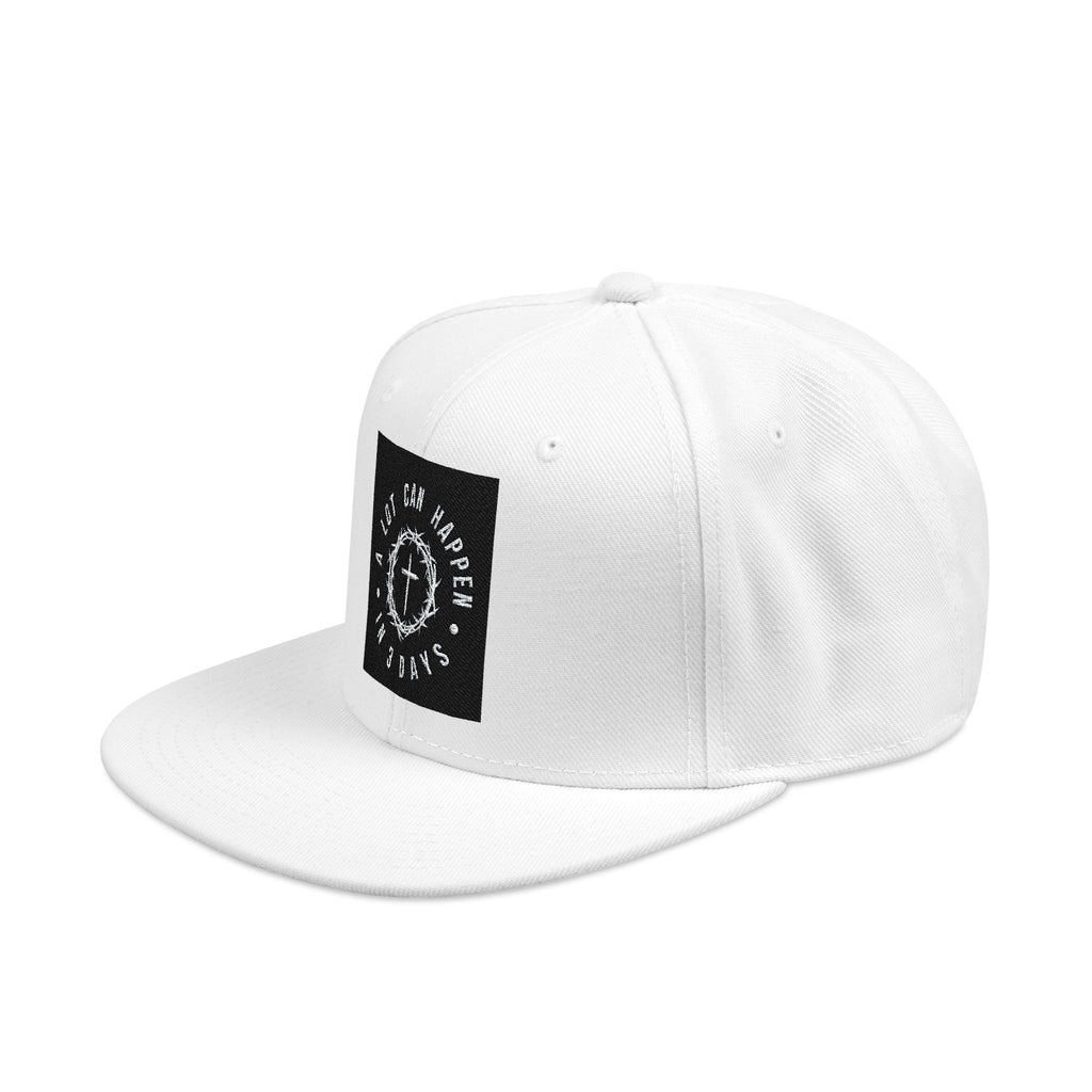 Embroidered Spiral Logo Snapback Hat — Black & Charcoal Flat-Brim Cap