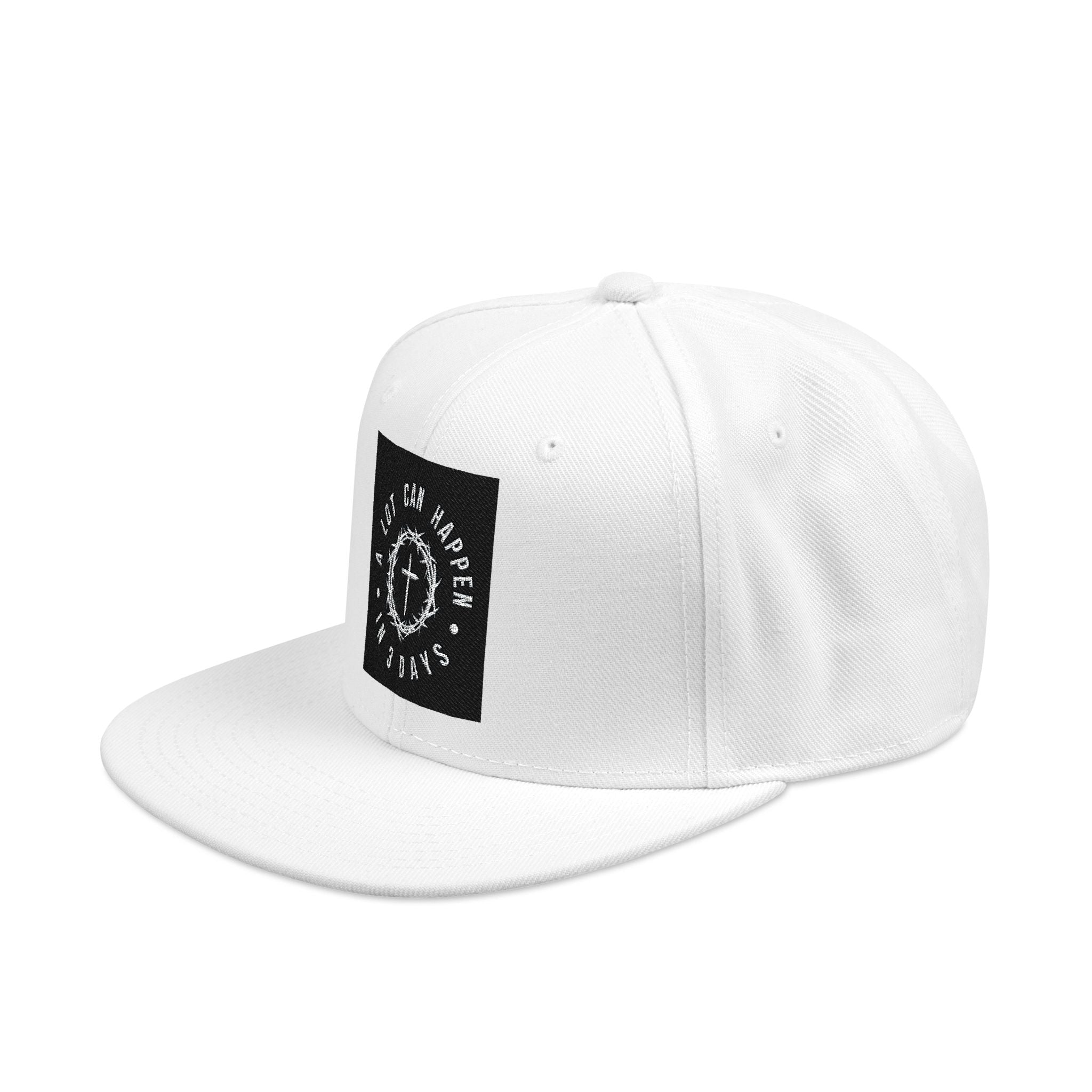 Embroidered Spiral Logo Snapback Hat — Black & Charcoal Flat-Brim Cap