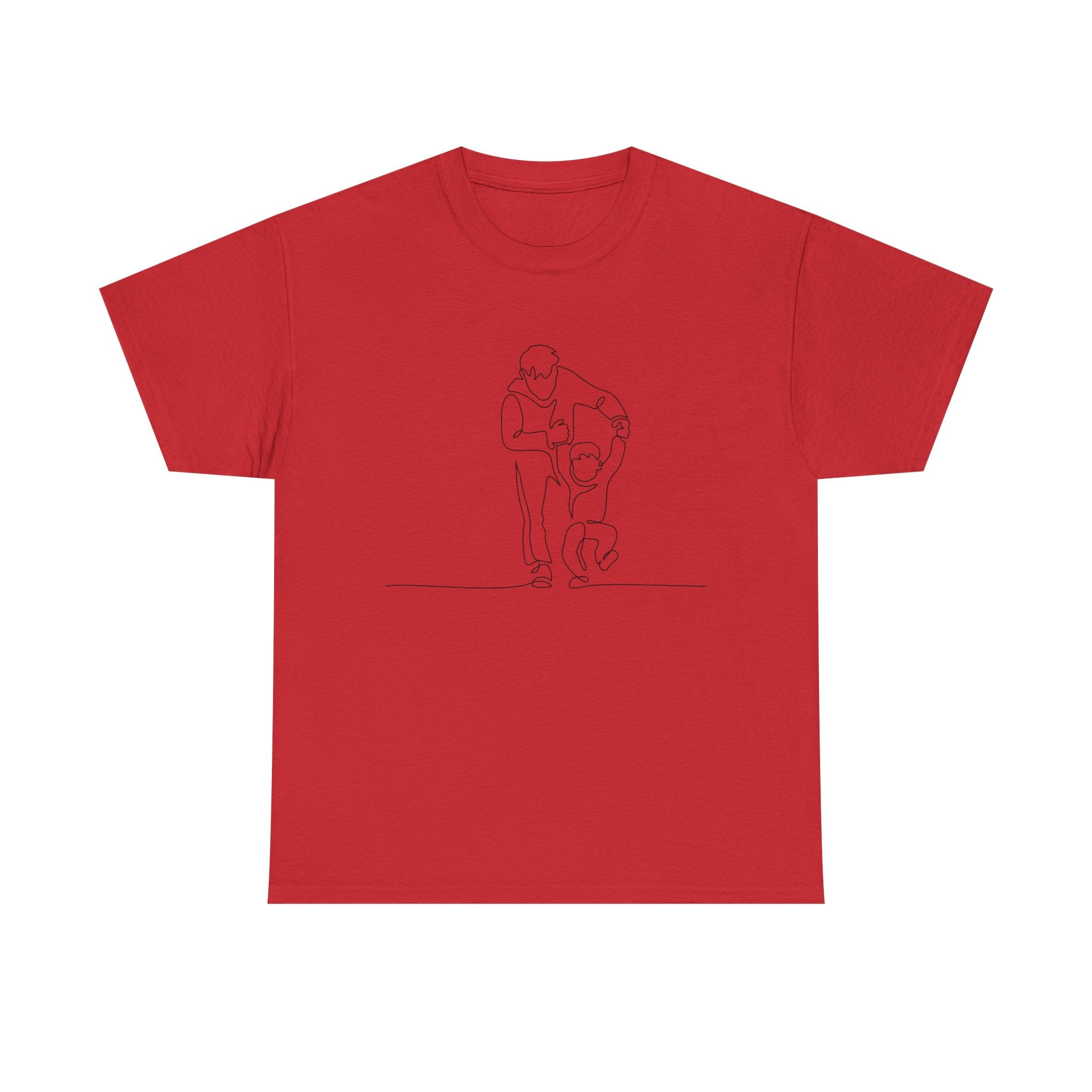 Minimalist Father and Child Line Art T-Shirt — Dad and Kid Hug Tee