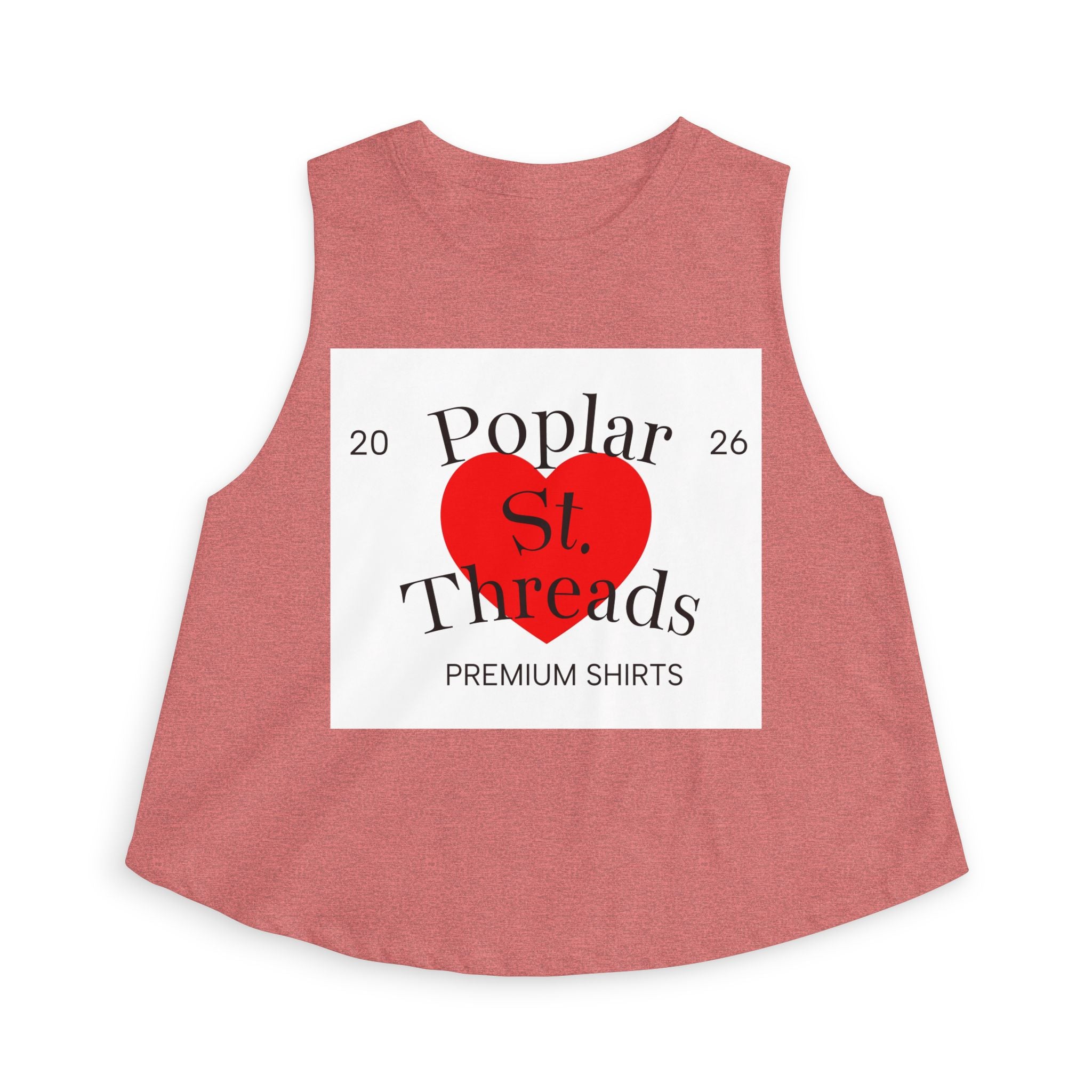Poplar St. Threads Heart Logo Crop Top — Women's Casual Graphic Tank