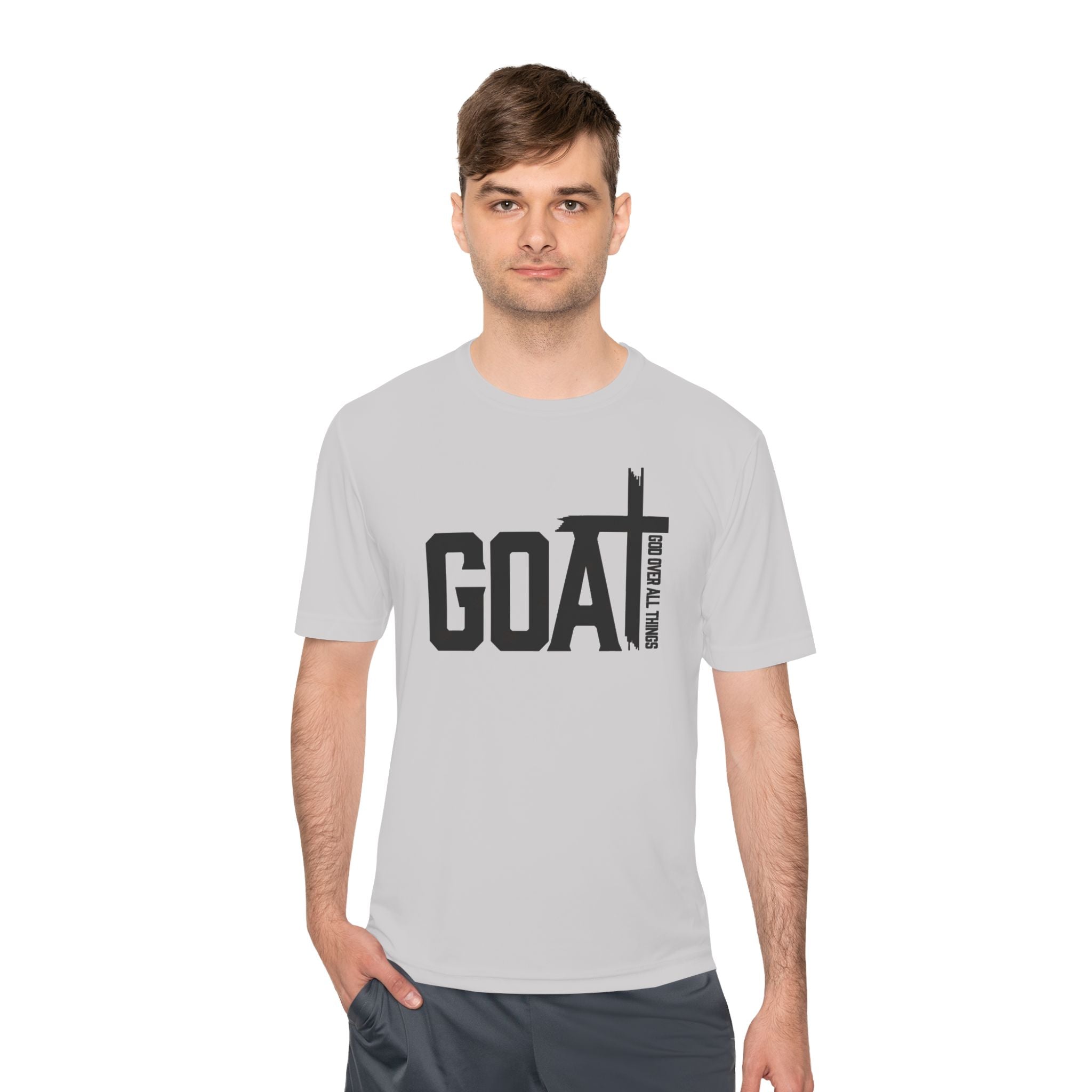 GOAT Cross Athletic Tee — "Greatest of All Time" Faith-Inspired Sports Shirt