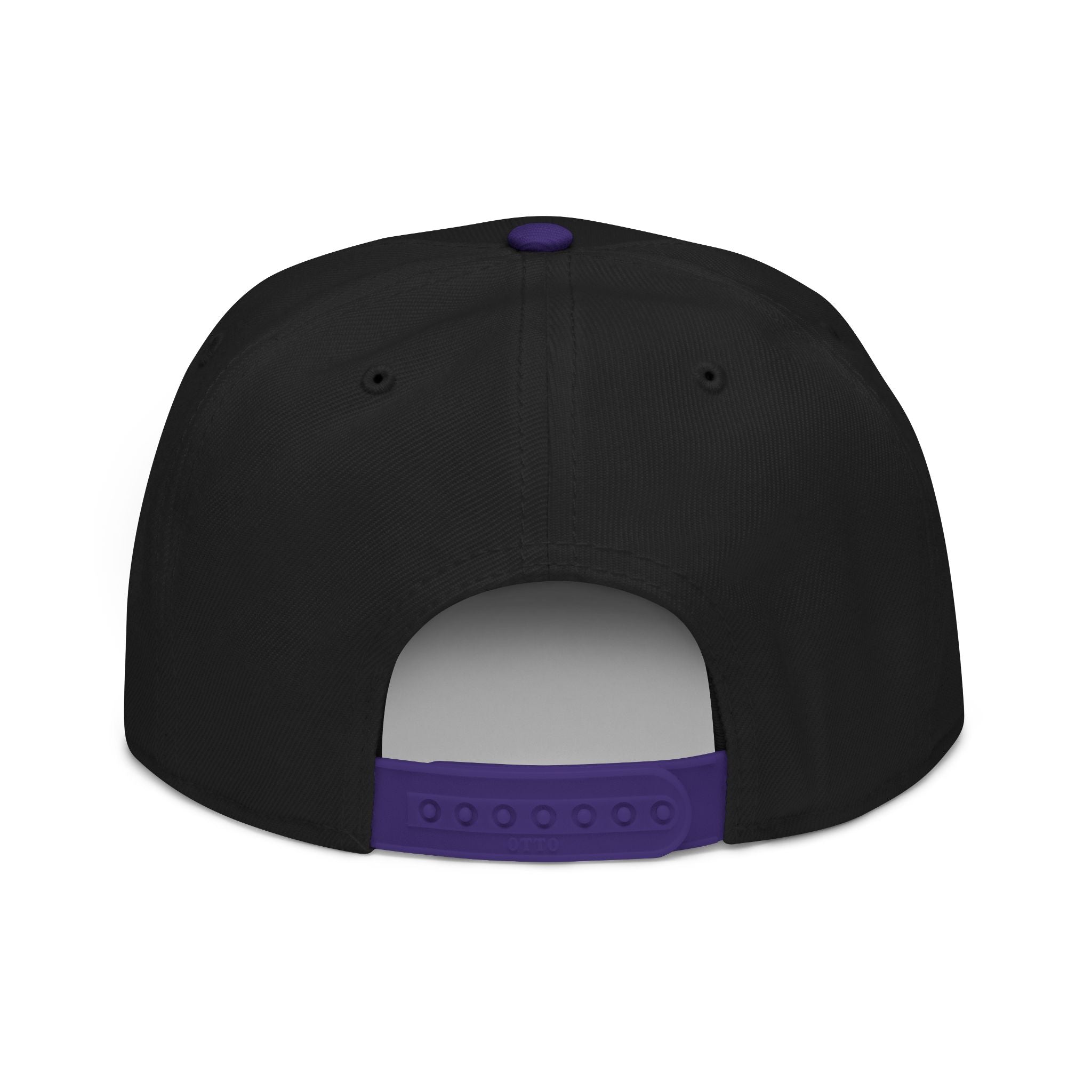 Embroidered Spiral Logo Snapback Hat — Black & Charcoal Flat-Brim Cap