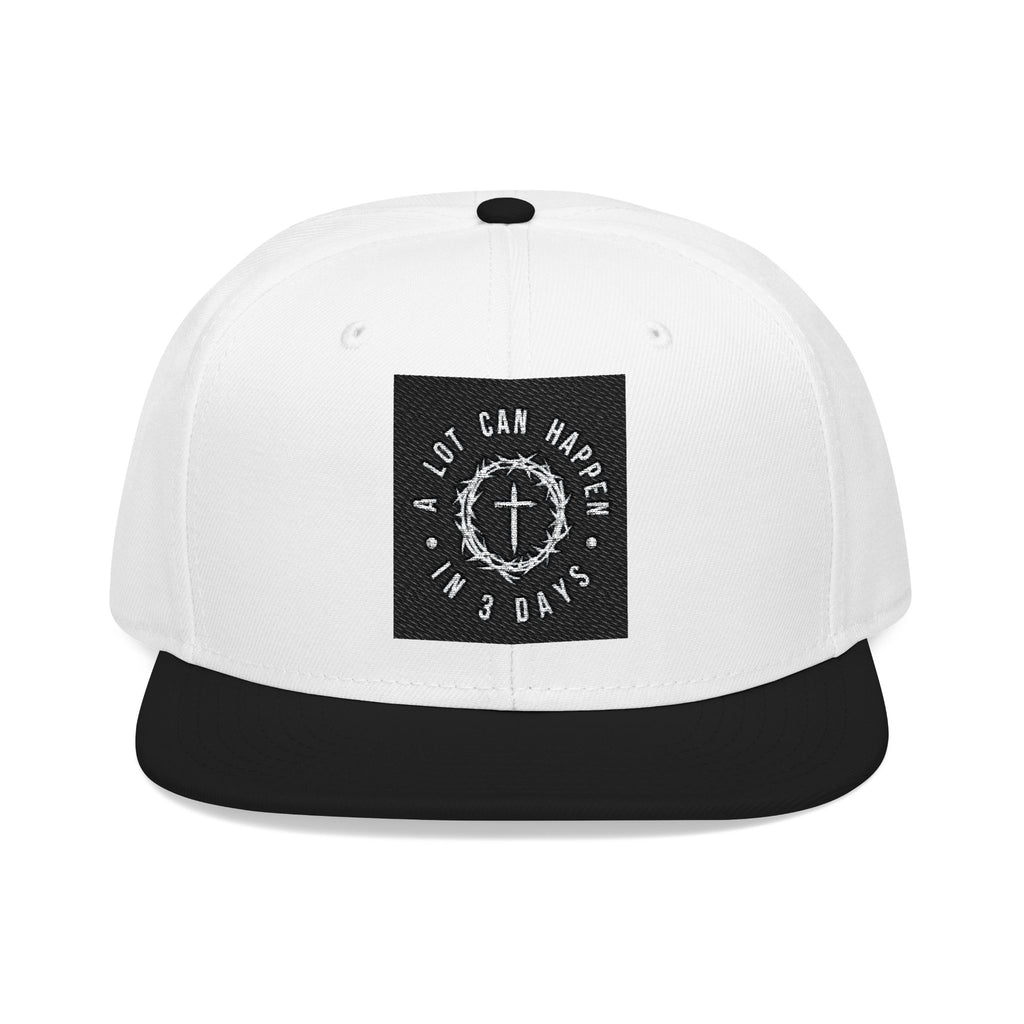Embroidered Spiral Logo Snapback Hat — Black & Charcoal Flat-Brim Cap