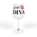 Wine Glass - "Wine Diva" 12oz Stemmed Glass with Lipstick Kiss – Funny Bachelorette & Gift