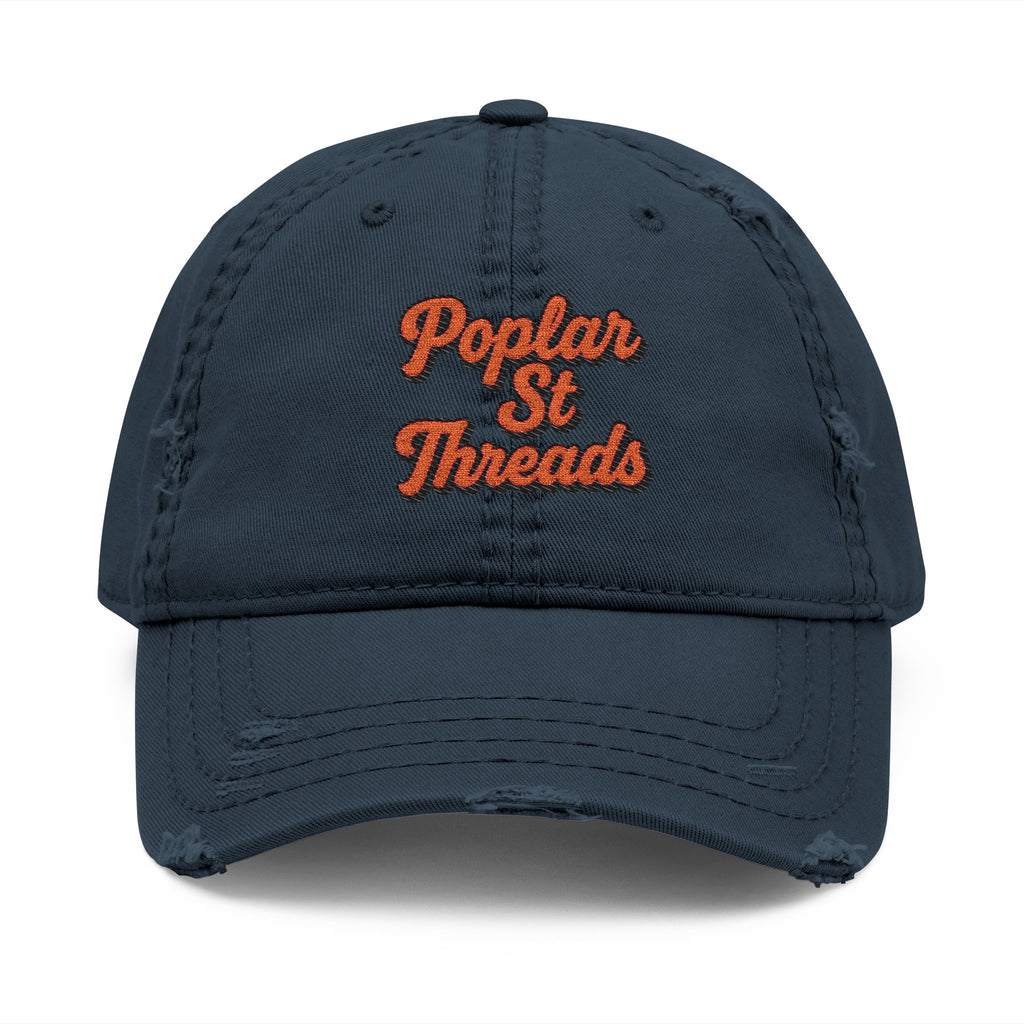 Distressed Embroidered Dad Hat — "Popular St Threads" Vintage Baseball Cap