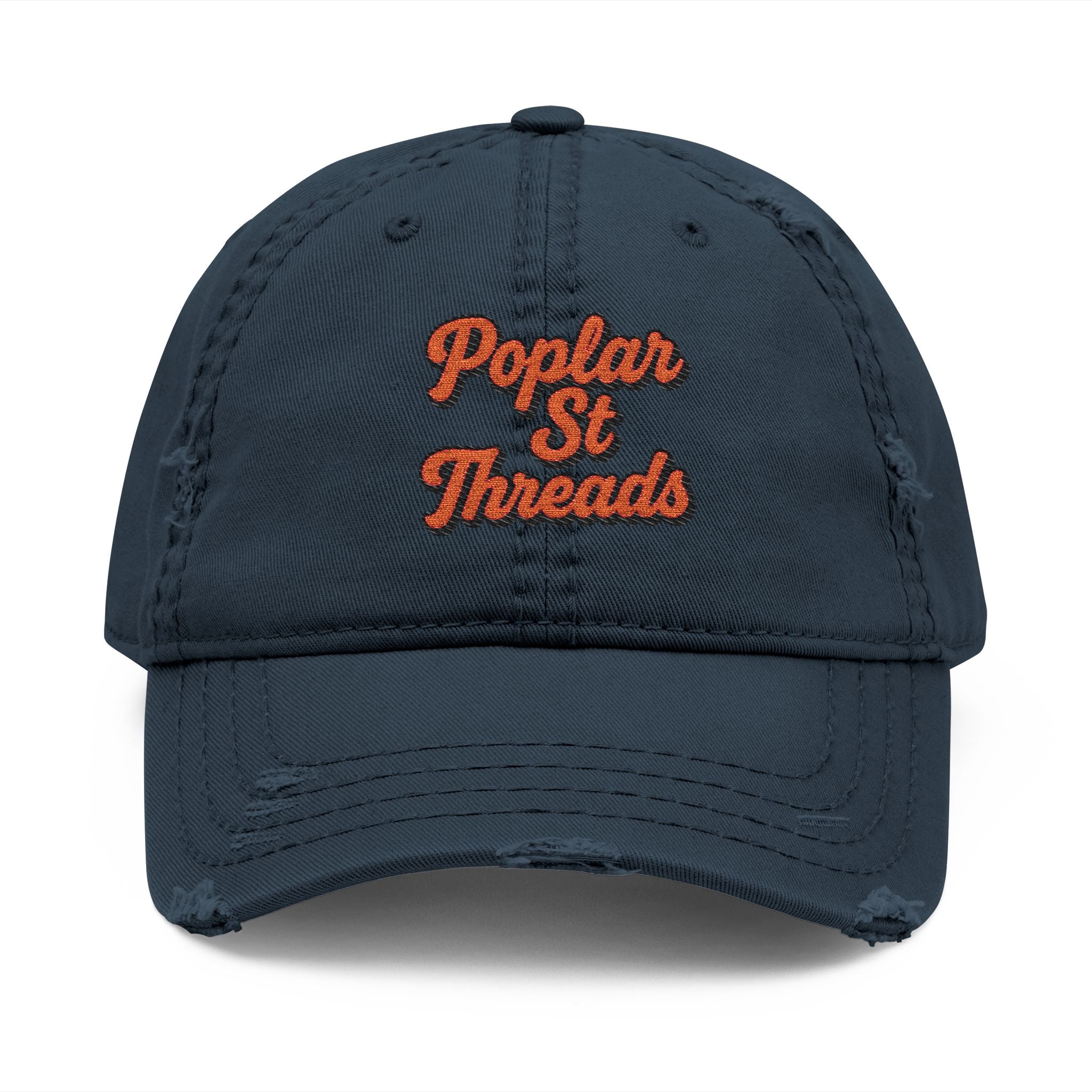 Distressed Embroidered Dad Hat — "Popular St Threads" Vintage Baseball Cap