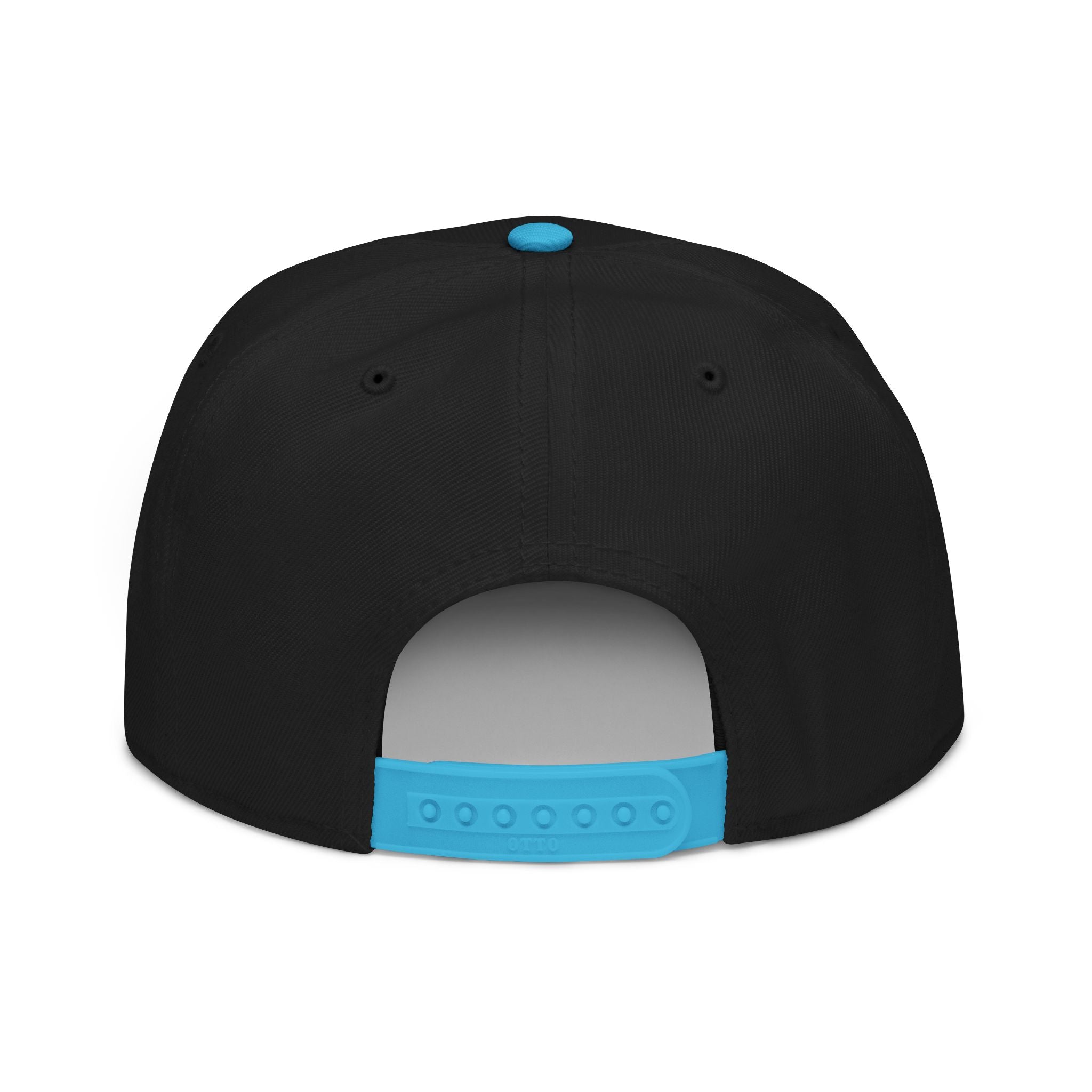Embroidered Spiral Logo Snapback Hat — Black & Charcoal Flat-Brim Cap