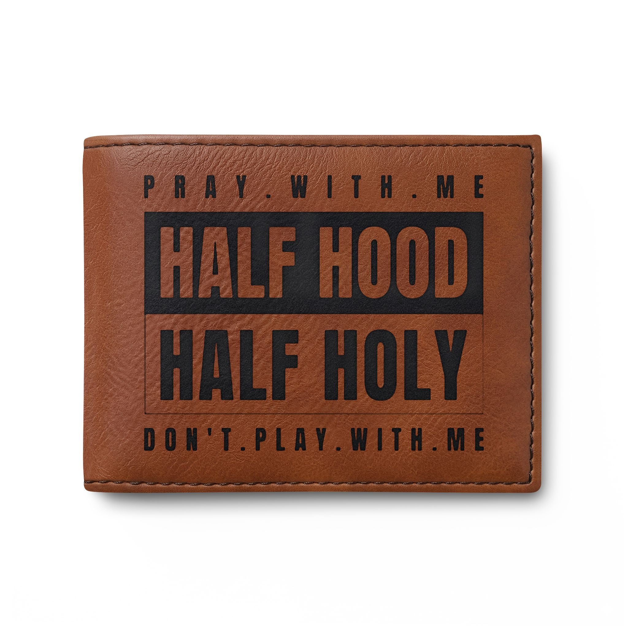 Half Hood Half Holy Bi-Fold Wallet - 'Pray With Me' Leather Card Wallet