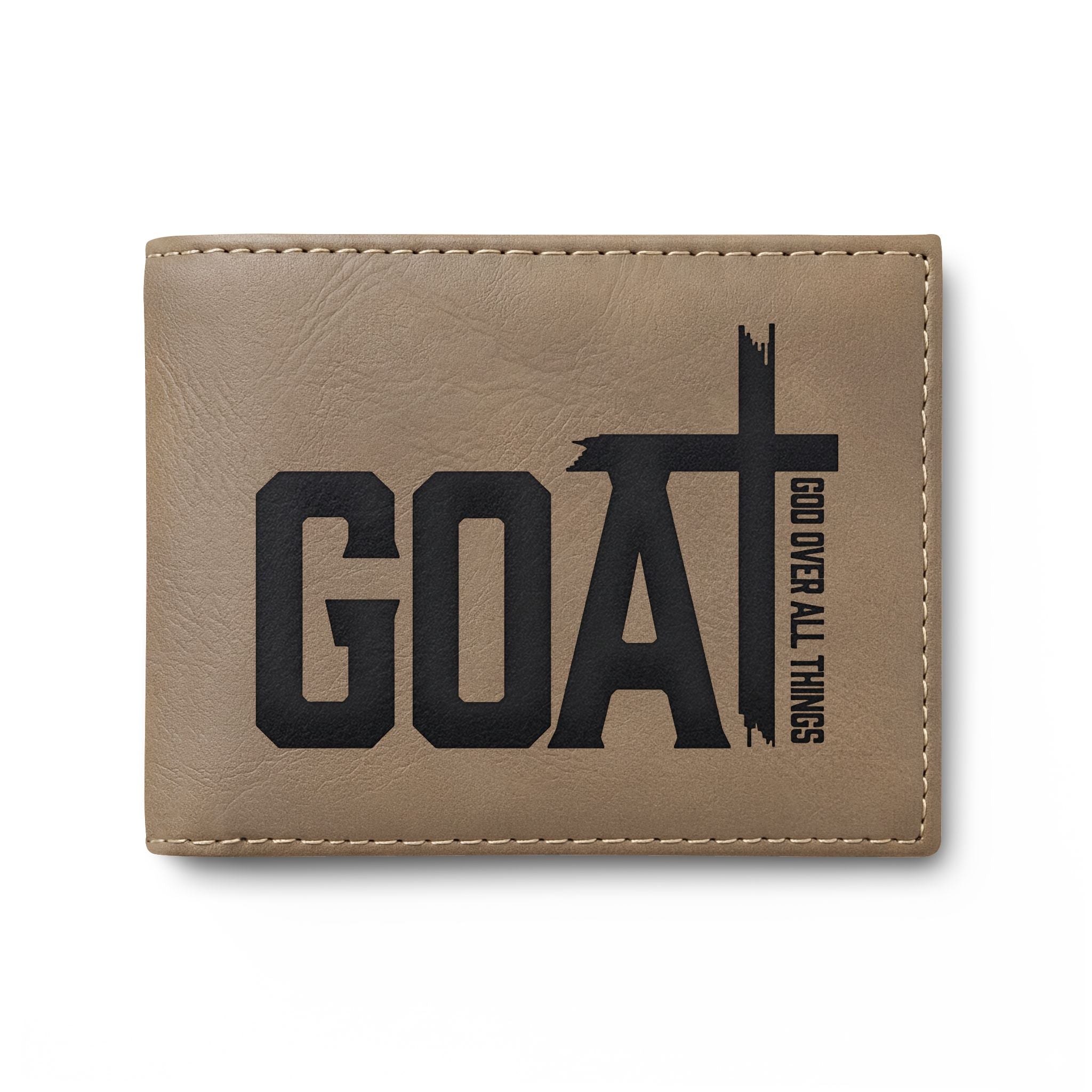 GOAT Leather Bi-Fold Wallet — Slim Flip Wallet with Bold Logo