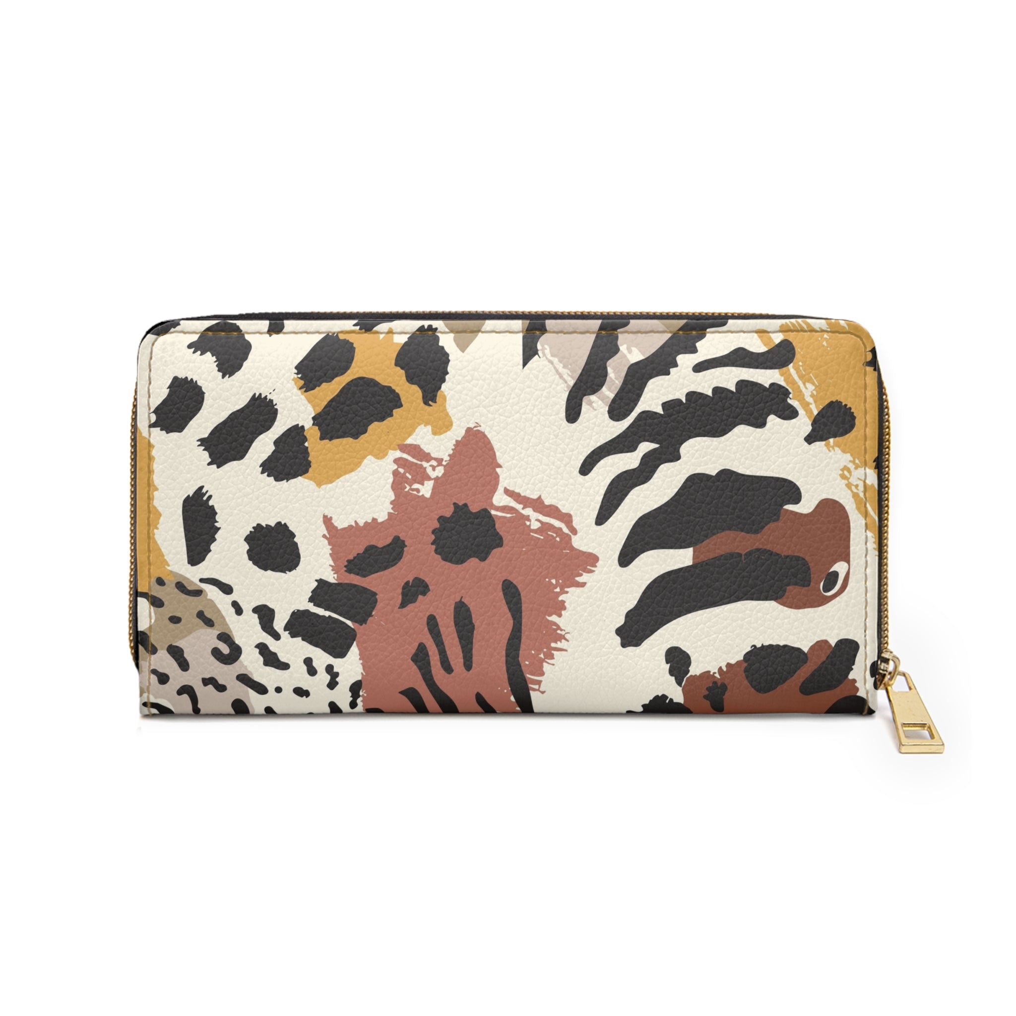 Animal Print Zipper Wallet — Neutral Abstract Safari Pattern