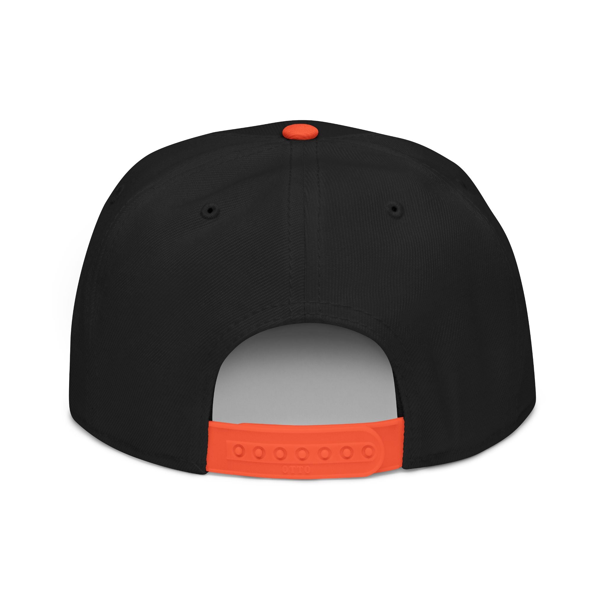 Embroidered Spiral Logo Snapback Hat — Black & Charcoal Flat-Brim Cap