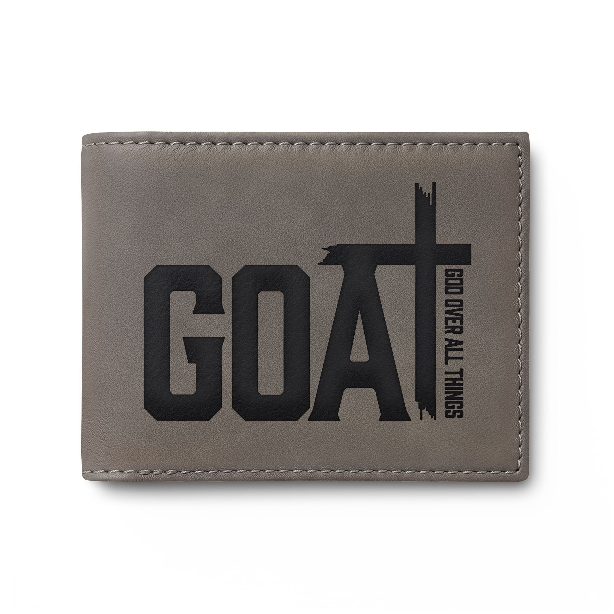 GOAT Leather Bi-Fold Wallet — Slim Flip Wallet with Bold Logo