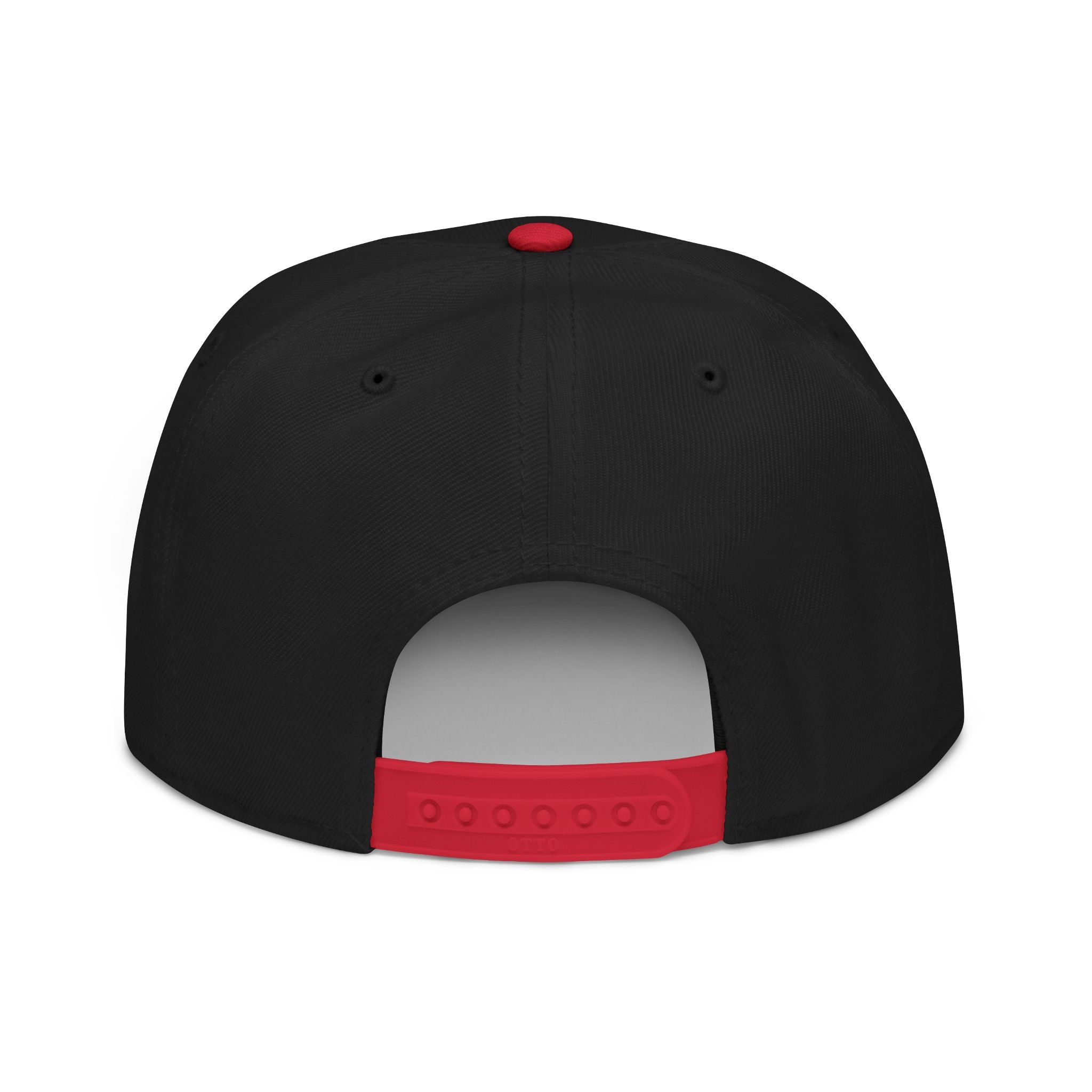 Embroidered Spiral Logo Snapback Hat — Black & Charcoal Flat-Brim Cap