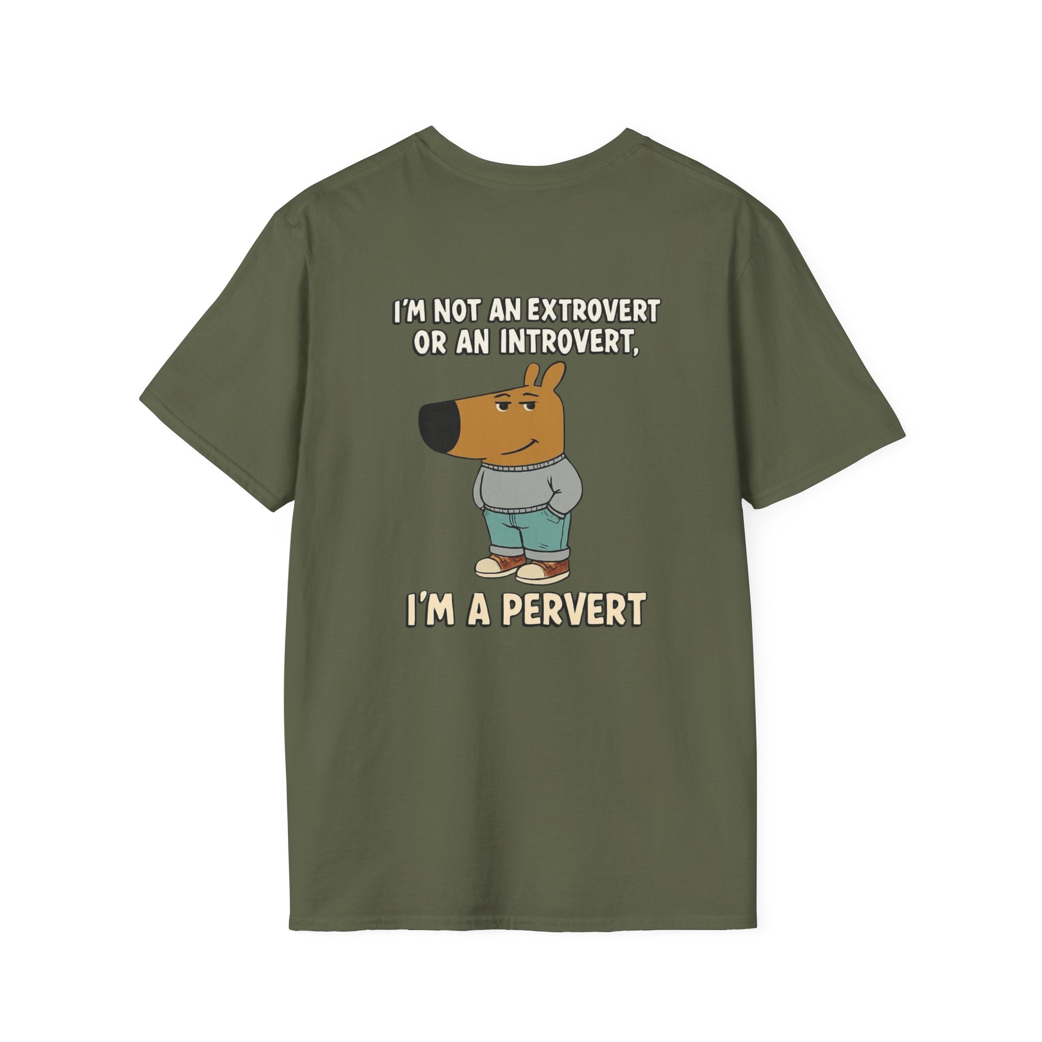 Funny Graphic T-Shirt — "I'm Not an Extrovert or an Introvert, I'm a Pervert" Cartoon Tee
