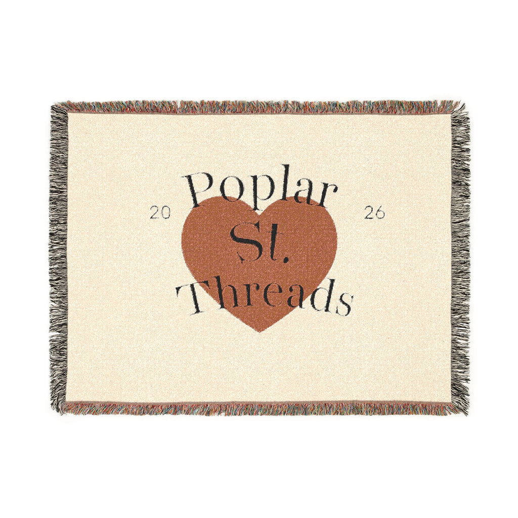Poplar St. Threads Heart Woven Blanket — Cozy Decorative Throw for Living Room & Gift