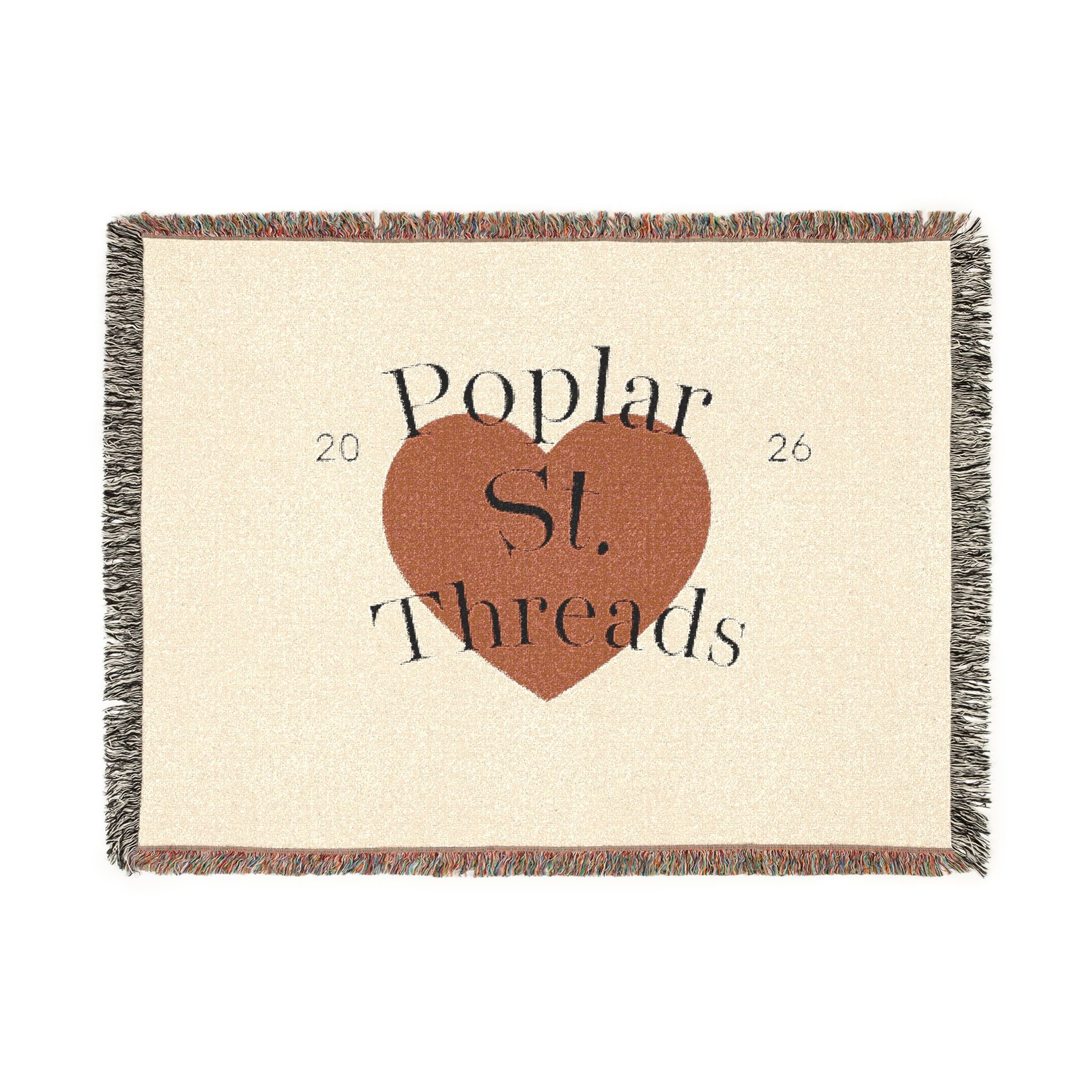 Poplar St. Threads Heart Woven Blanket — Cozy Decorative Throw for Living Room & Gift