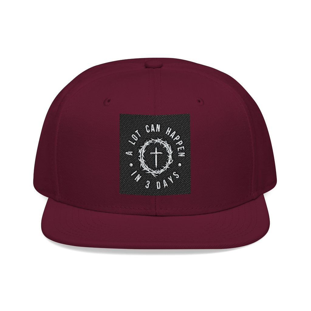 Embroidered Spiral Logo Snapback Hat — Black & Charcoal Flat-Brim Cap
