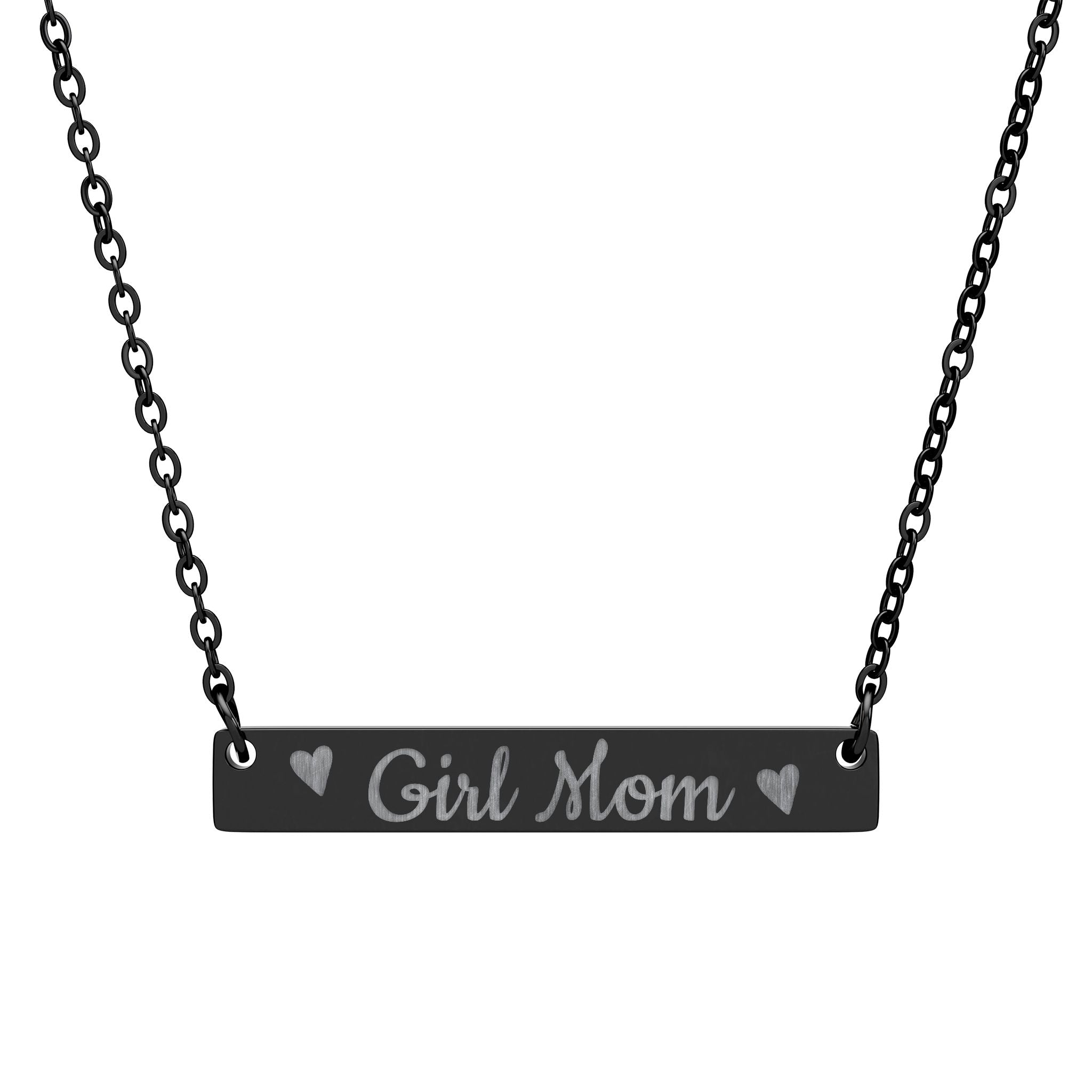 Engraved "Girl Mom" Horizontal Bar Necklace — Personalized Mother's Day Gift