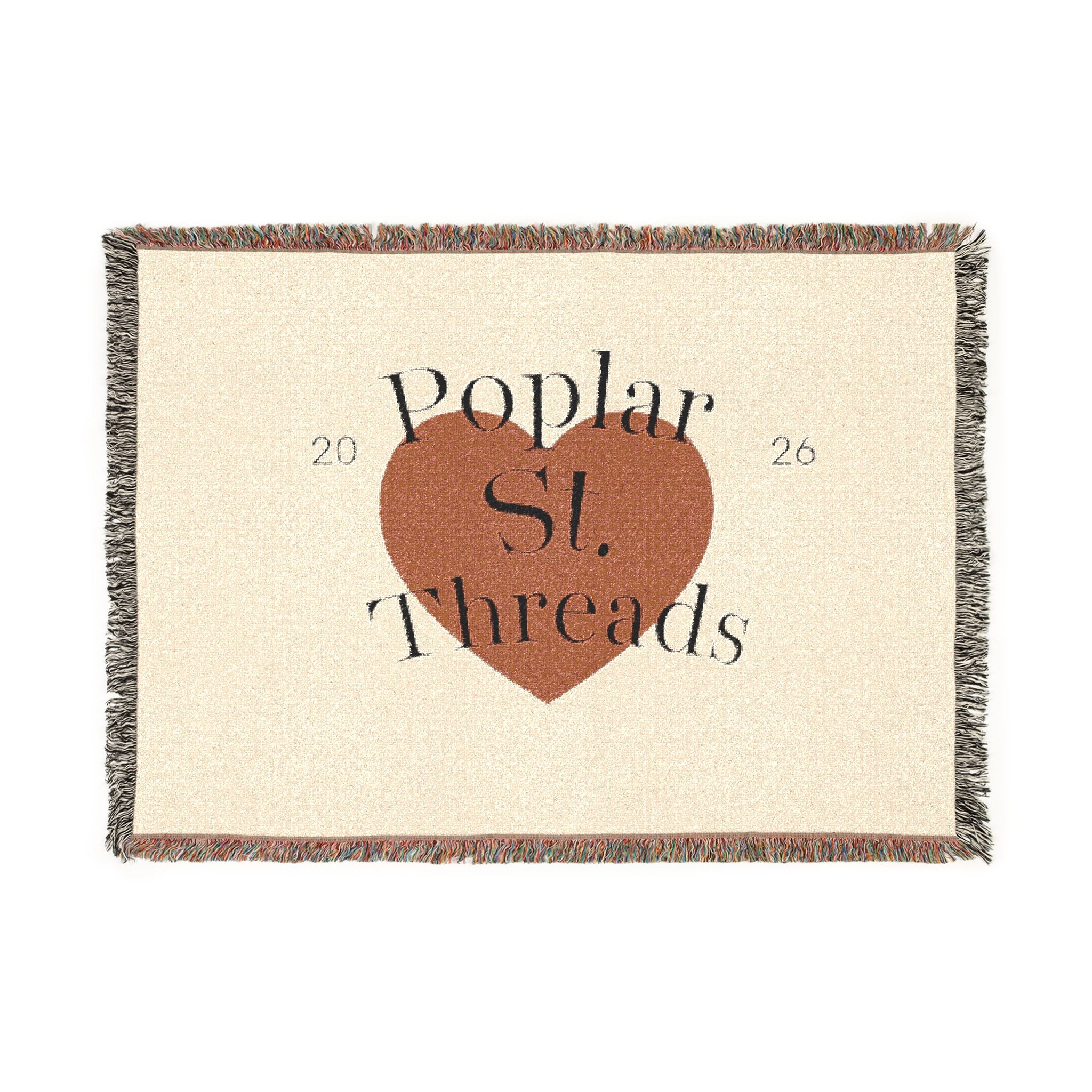 Poplar St. Threads Heart Woven Blanket — Cozy Decorative Throw for Living Room & Gift