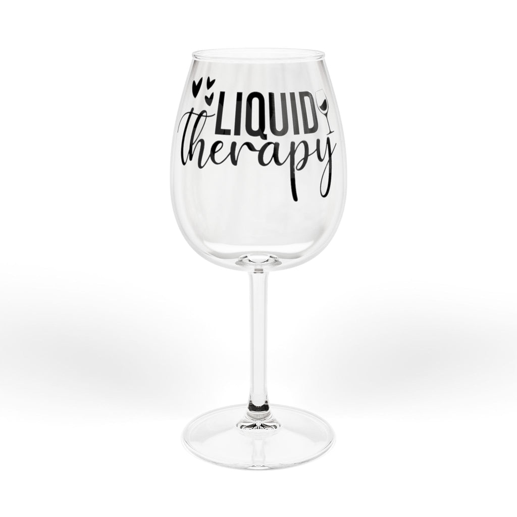 Wine Glass - "Liquid Therapy" 12oz Stemmed Wine Glass, Funny Wine Lover Gift