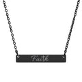 Faith Engraved Bar Necklace — Horizontal Inspirational Pendant