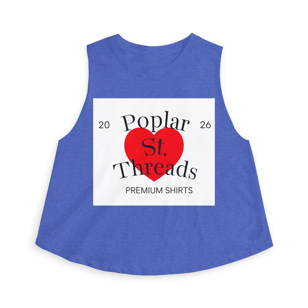 Poplar St. Threads Heart Logo Crop Top — Women's Casual Graphic Tank