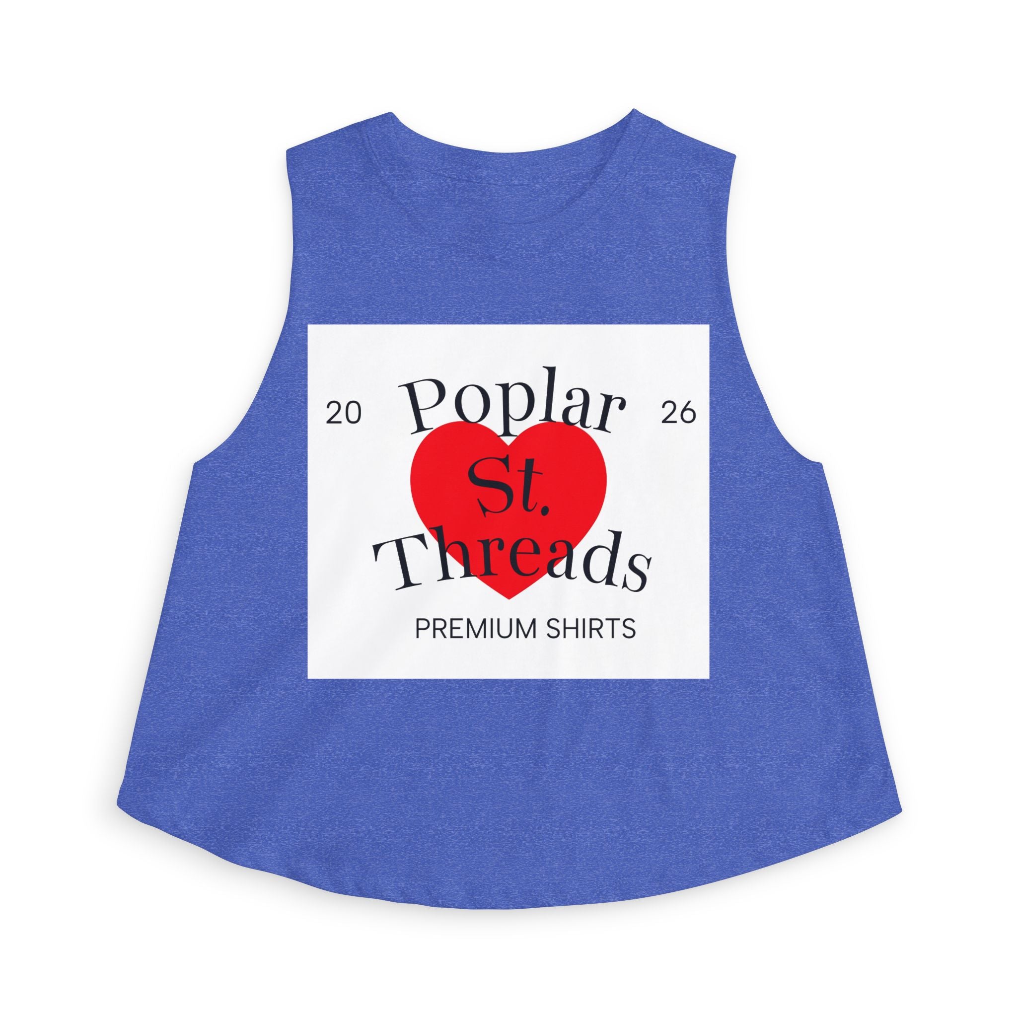 Poplar St. Threads Heart Logo Crop Top — Women's Casual Graphic Tank