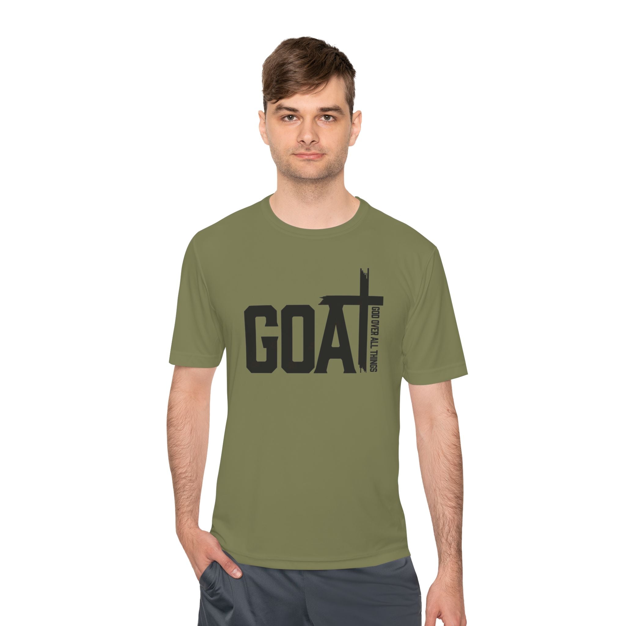 GOAT Cross Athletic Tee — "Greatest of All Time" Faith-Inspired Sports Shirt