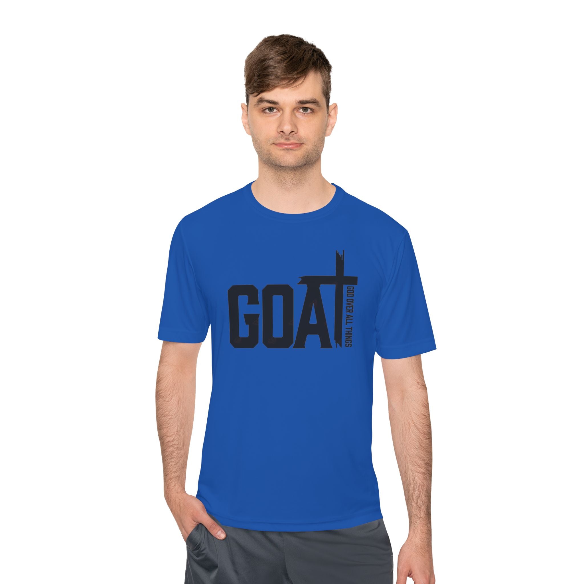 GOAT Cross Athletic Tee — "Greatest of All Time" Faith-Inspired Sports Shirt