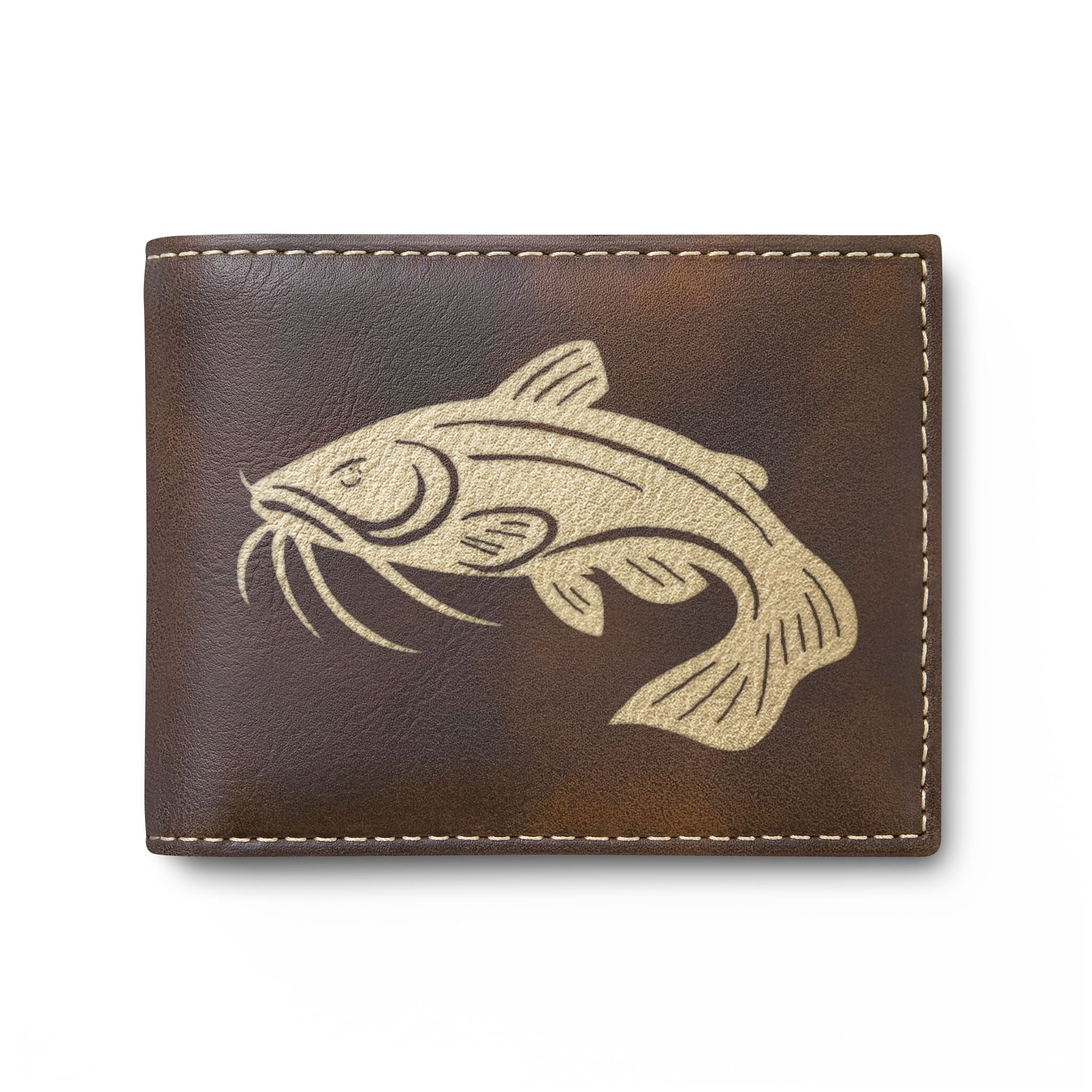Catfish Leather Bi-Fold Wallet — Slim Flip Wallet for Fishermen