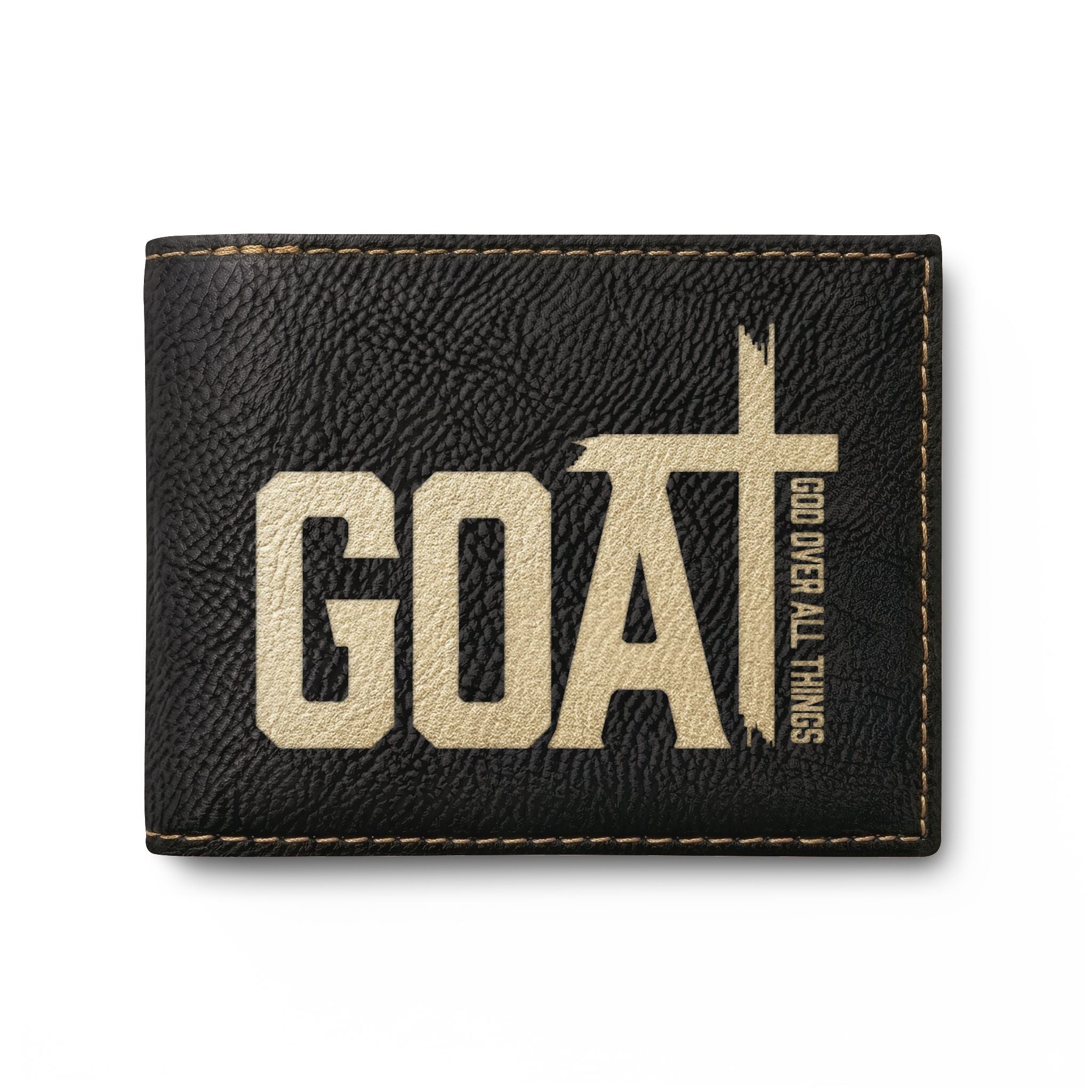 GOAT Leather Bi-Fold Wallet — Slim Flip Wallet with Bold Logo