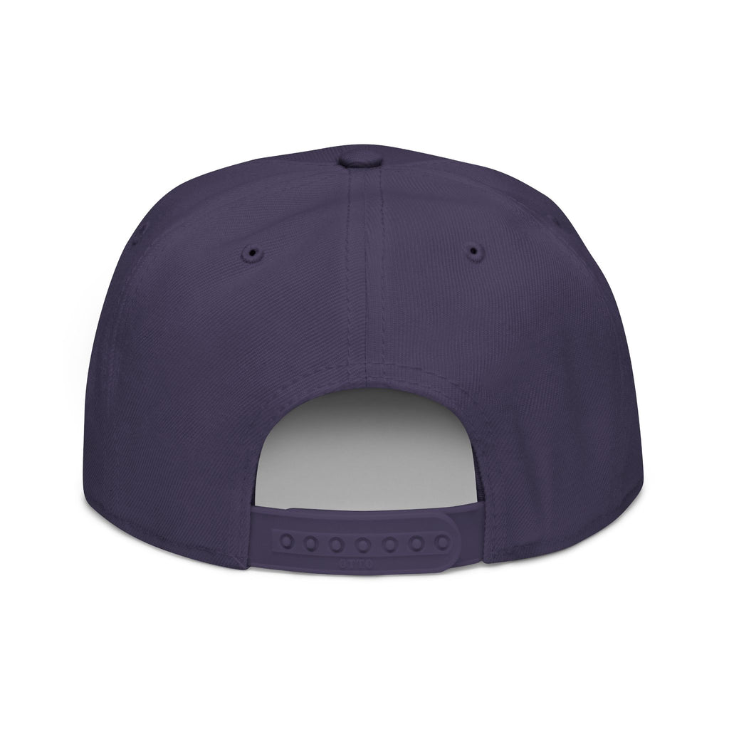 Embroidered Spiral Logo Snapback Hat — Black & Charcoal Flat-Brim Cap