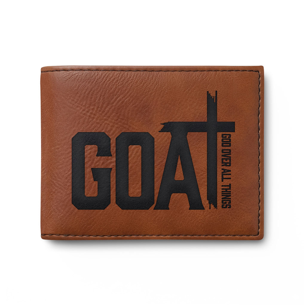 GOAT Leather Bi-Fold Wallet — Slim Flip Wallet with Bold Logo