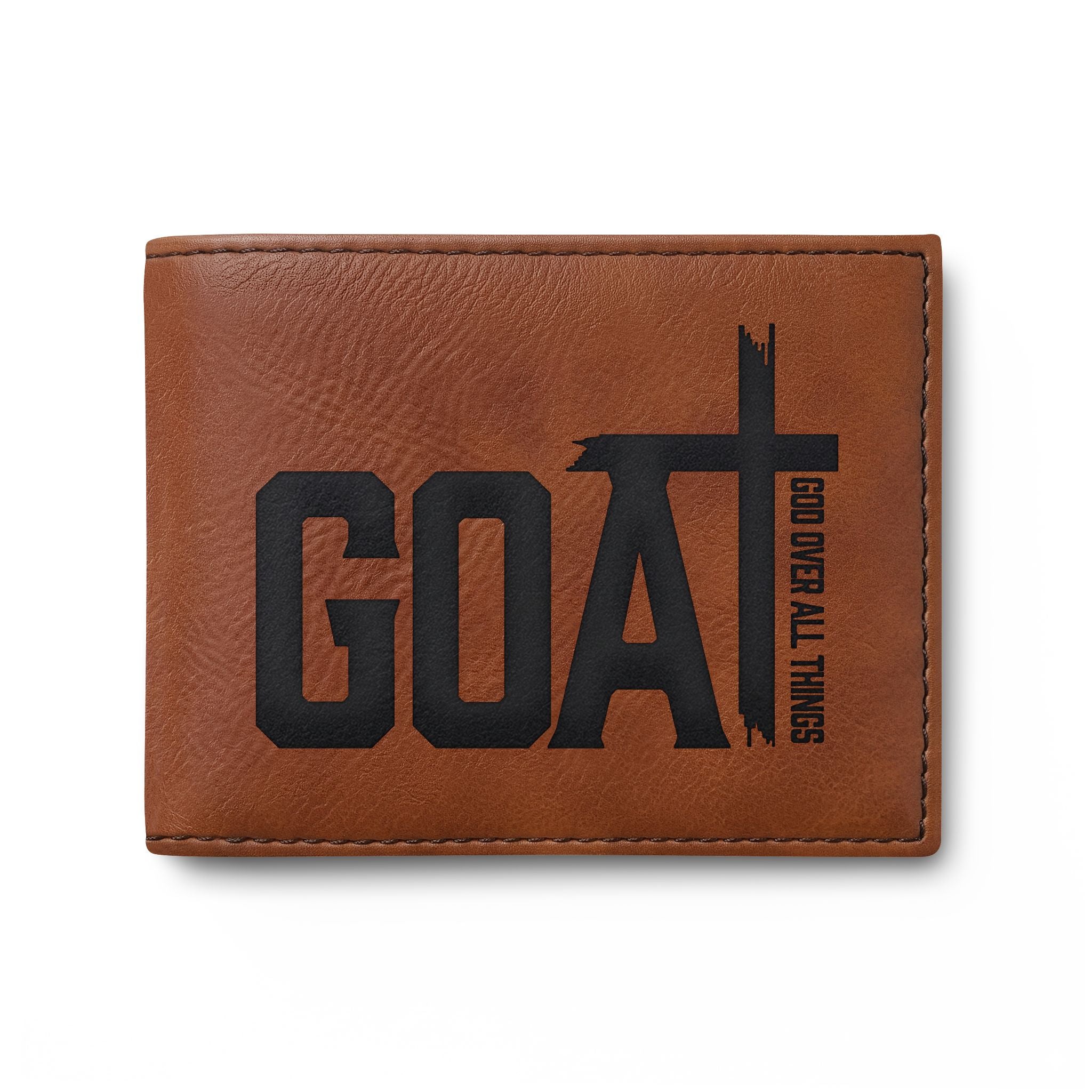 GOAT Leather Bi-Fold Wallet — Slim Flip Wallet with Bold Logo
