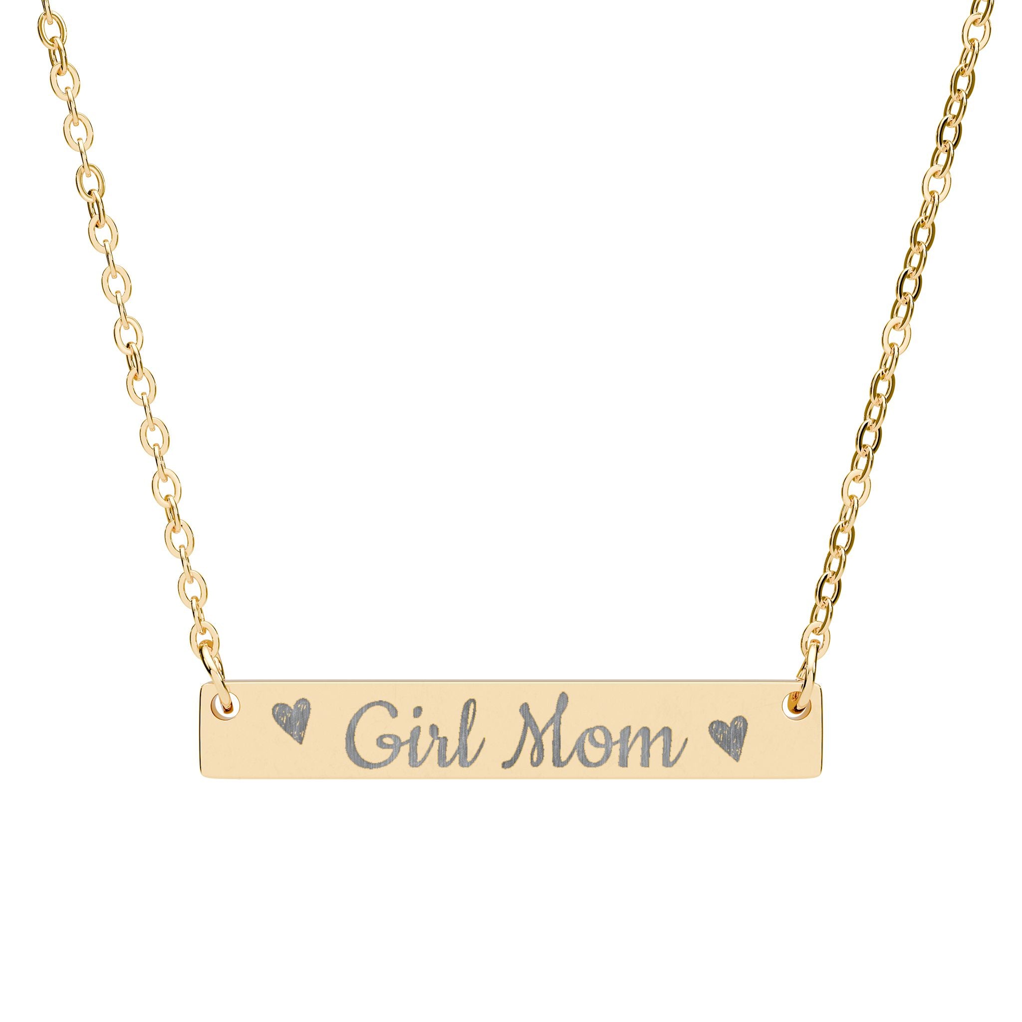 Engraved "Girl Mom" Horizontal Bar Necklace — Personalized Mother's Day Gift