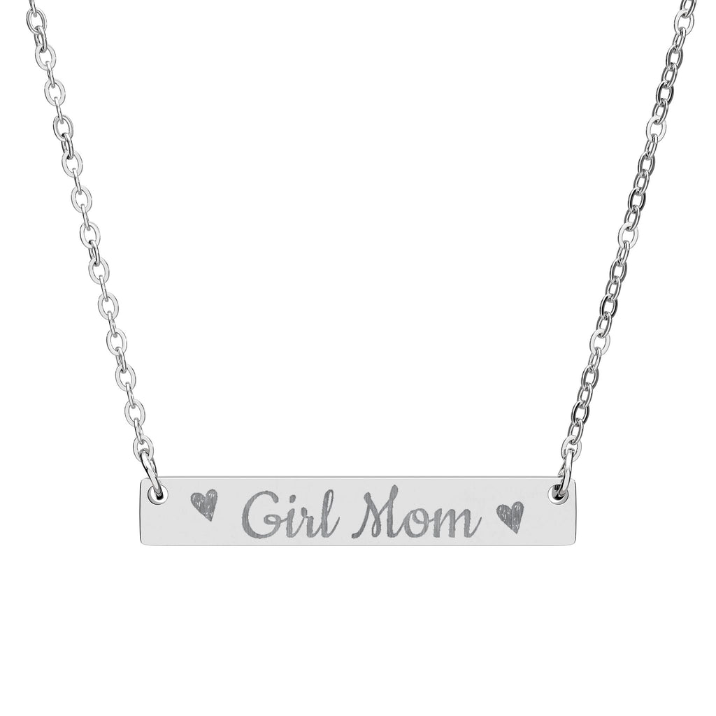 Engraved "Girl Mom" Horizontal Bar Necklace — Personalized Mother's Day Gift