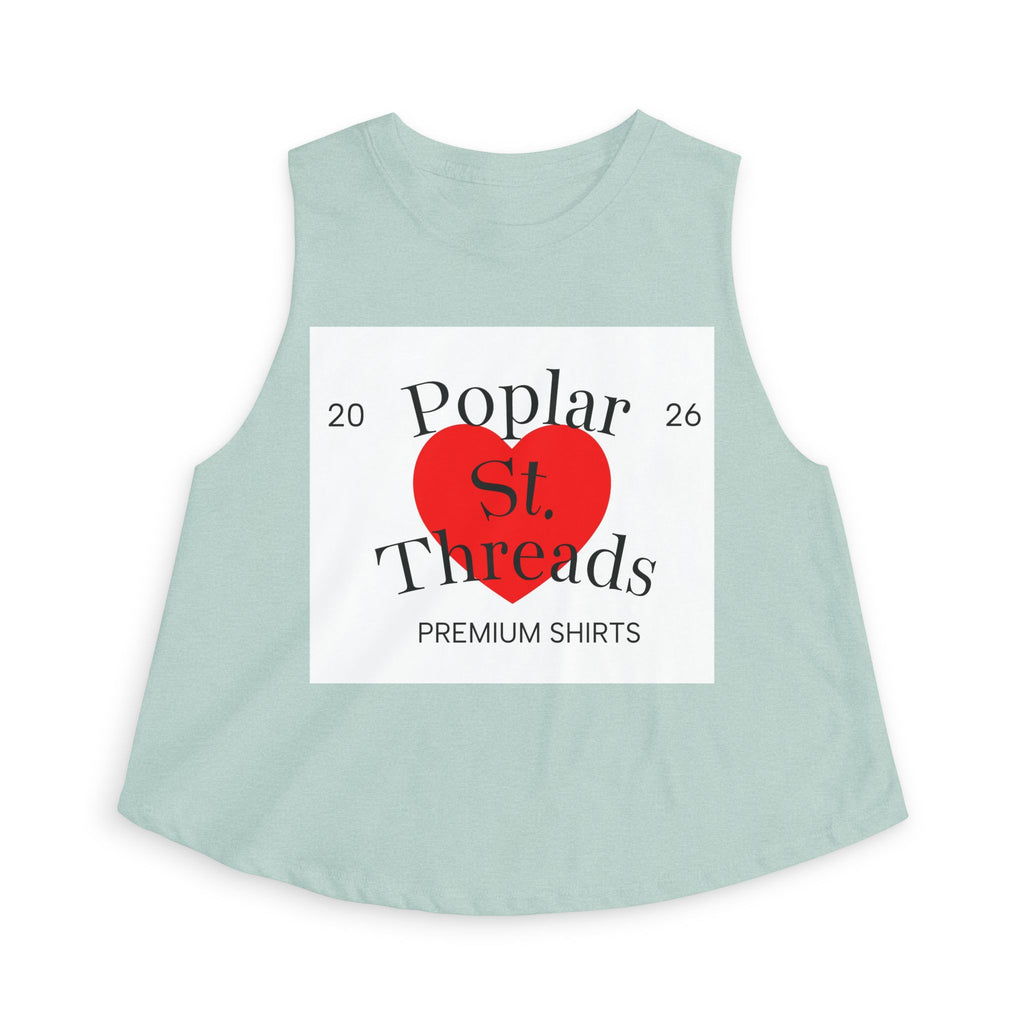 Poplar St. Threads Heart Logo Crop Top — Women's Casual Graphic Tank