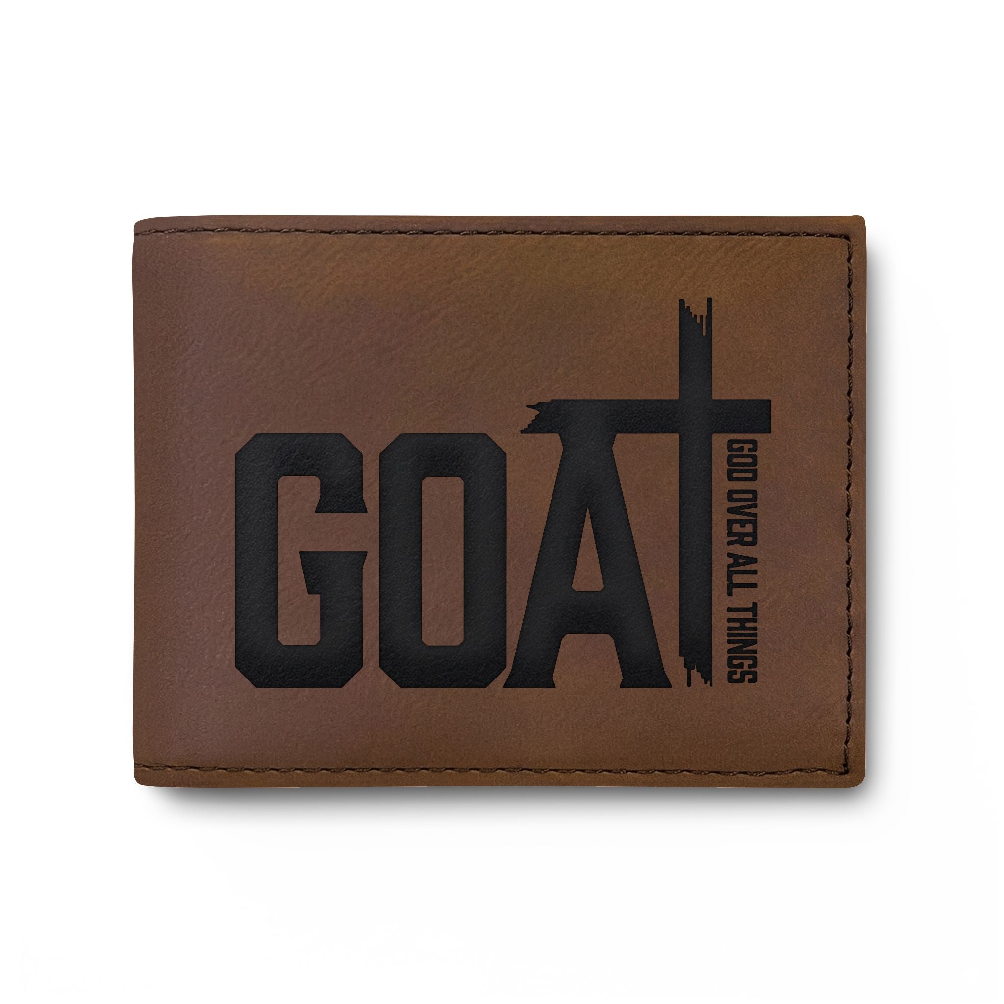 GOAT Leather Bi-Fold Wallet — Slim Flip Wallet with Bold Logo