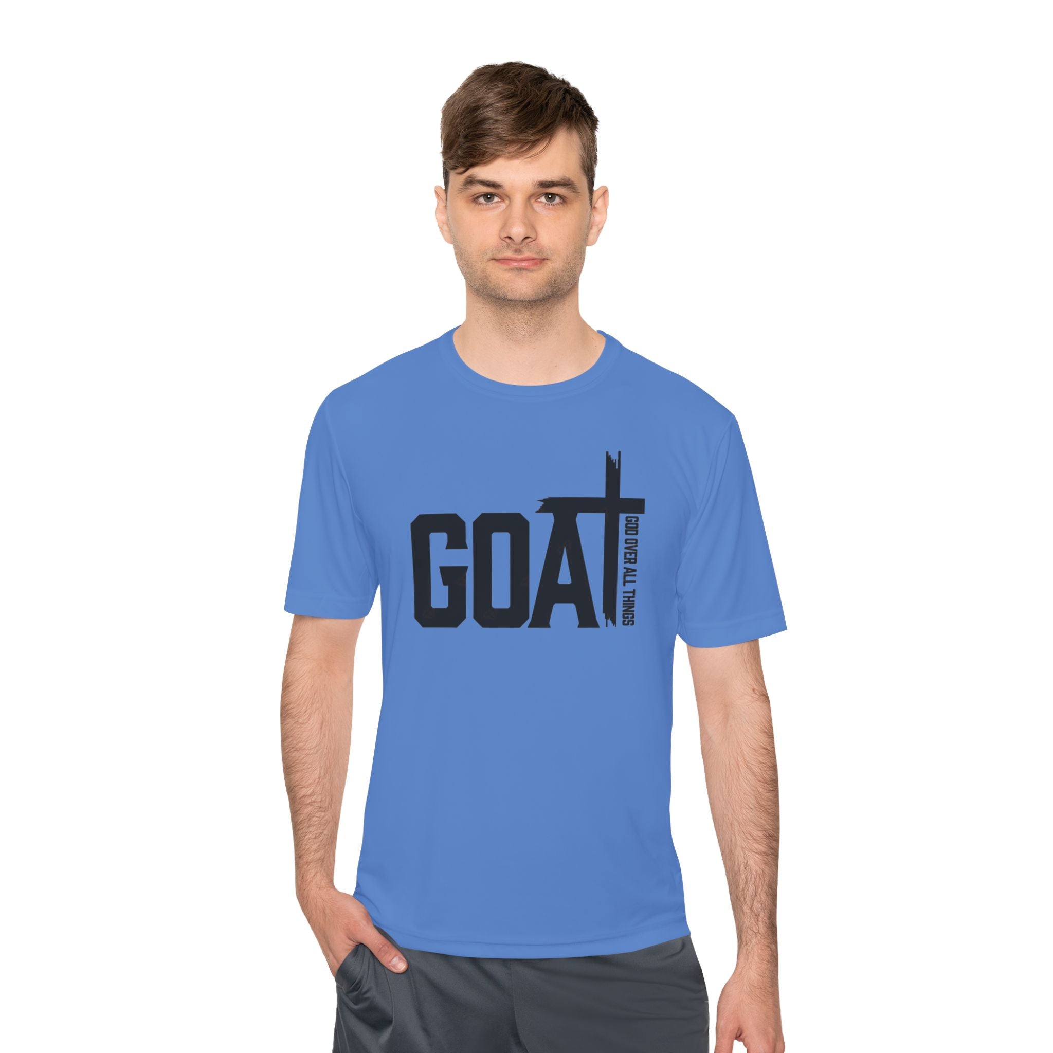 GOAT Cross Athletic Tee — "Greatest of All Time" Faith-Inspired Sports Shirt