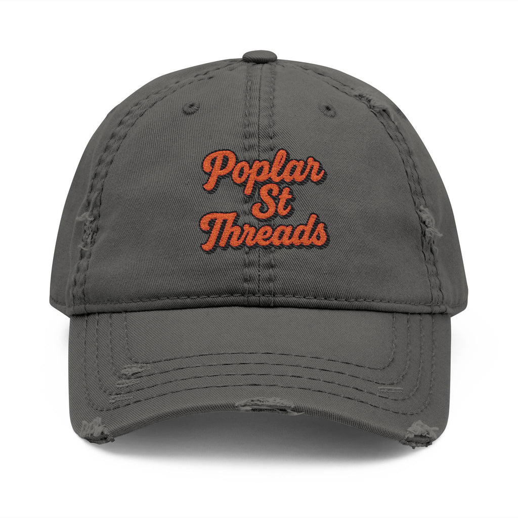 Distressed Embroidered Dad Hat — "Popular St Threads" Vintage Baseball Cap