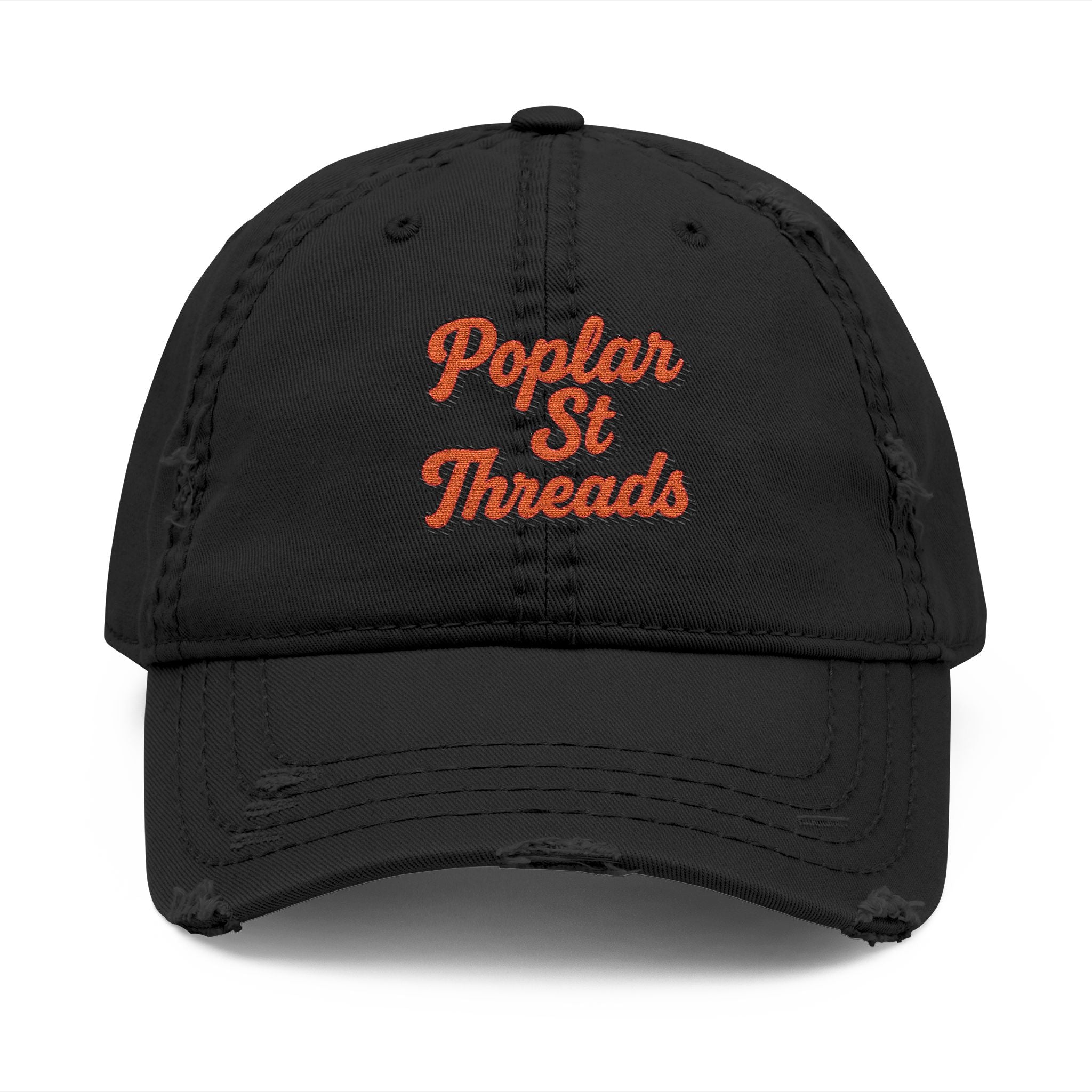 Distressed Embroidered Dad Hat — "Popular St Threads" Vintage Baseball Cap